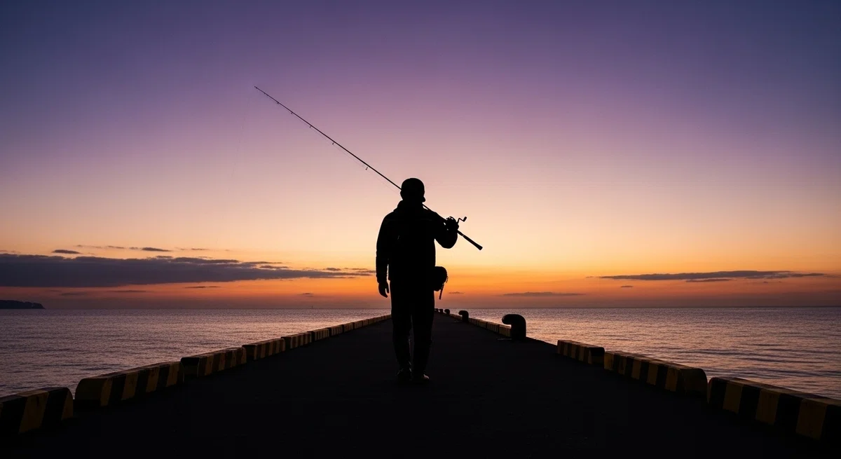 竿一本で釣りへ向かう釣り師