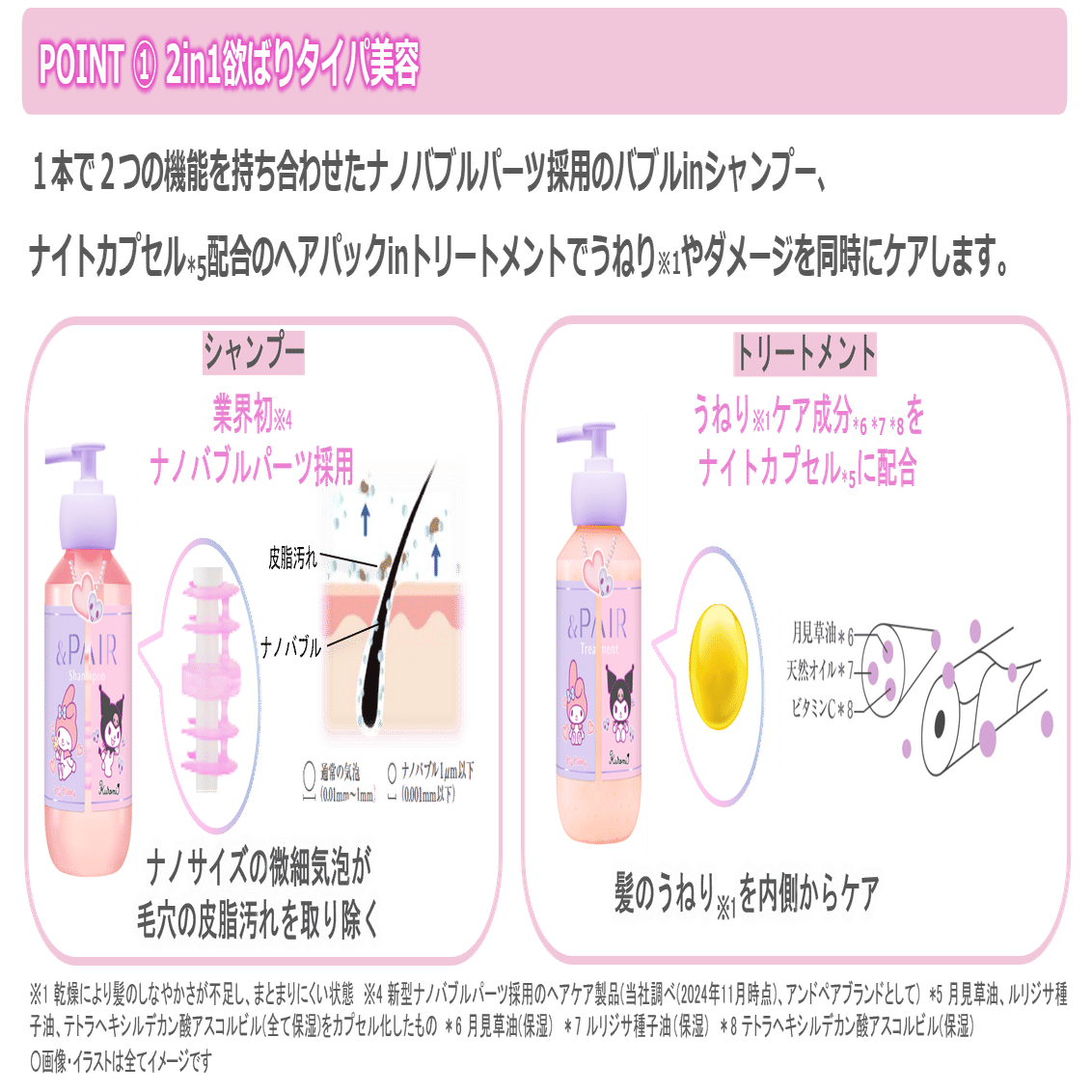 ＆honey」と「＆PAIR」から「シナモロール、ポムポムプリン」と「マイ