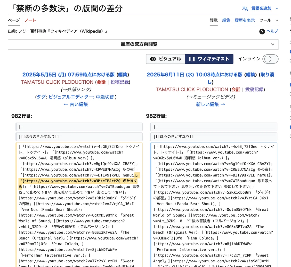 禁断の多数決　きたまくら　未成年搾取　倫理的問題のあるMV ウィキペディア　改竄