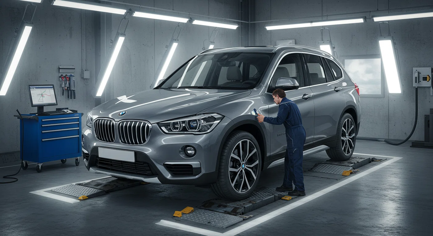 BMW X1の車両検査の様子