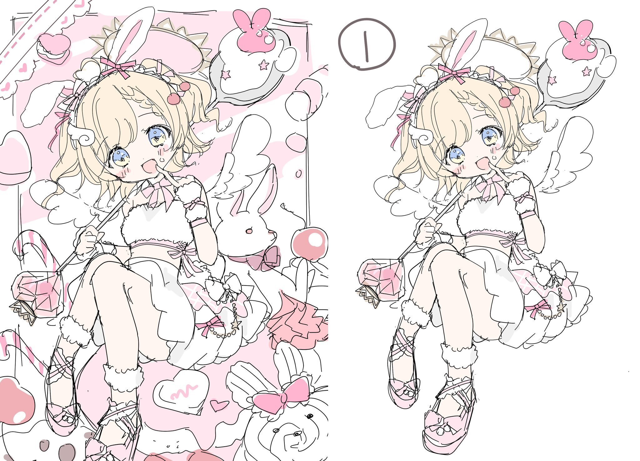 最近描いた絵【線画から塗りまでの記録】｜つるちゃん｜イラストレーター