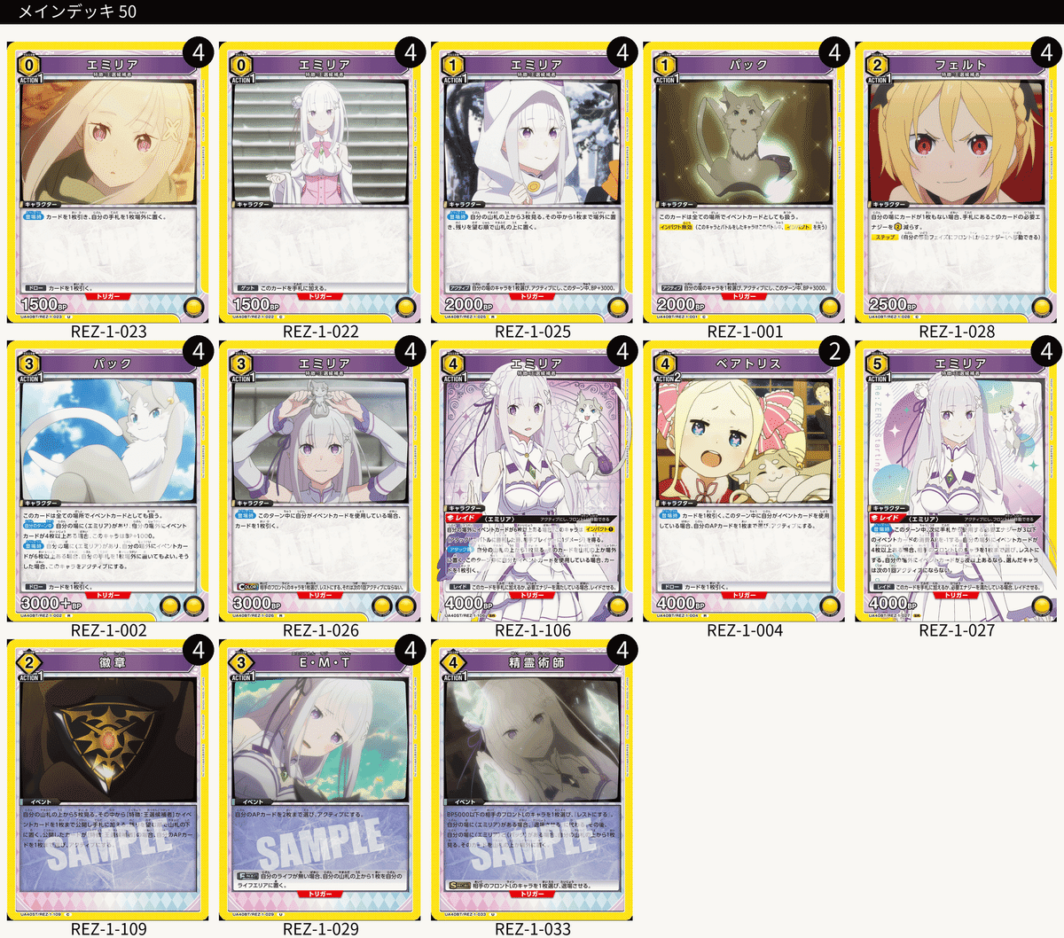 ユニアリ ベアトリス スバル フルパラ デッキ ユニアリ ベアトリス スバル フルパラ デッキ ユニアリ