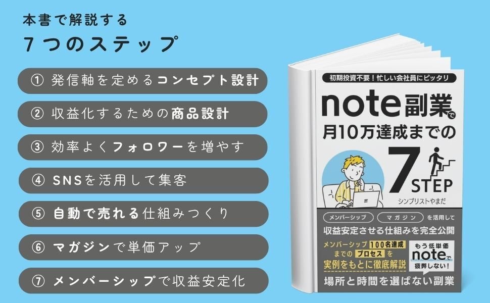 20冊目のKindle出版】note副業で月10万達成までの7STEP｜シンプ