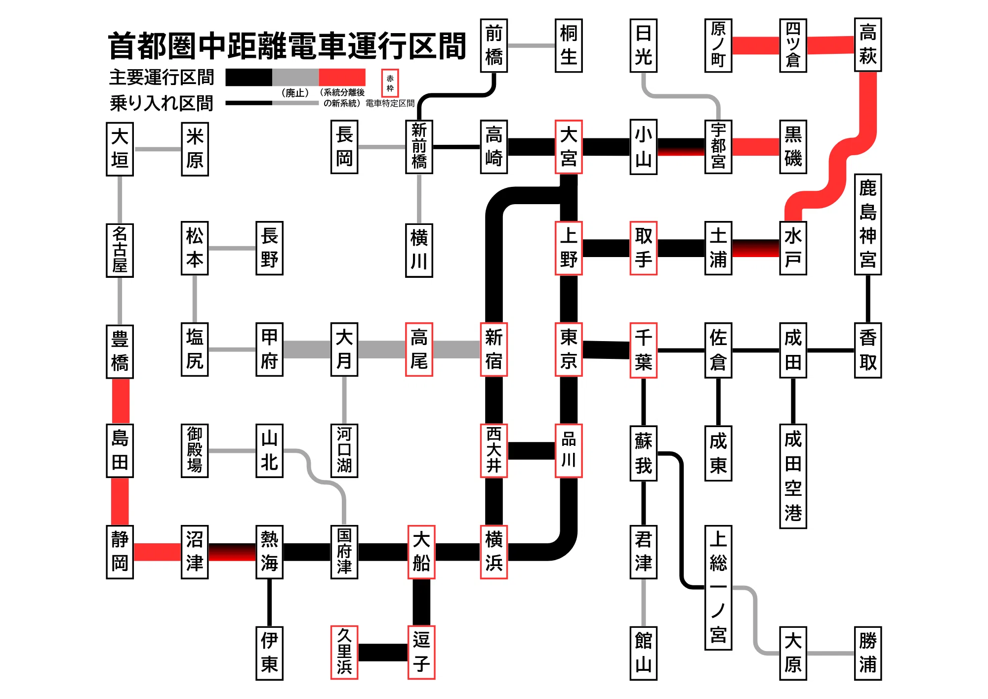 首都圏中距離電車の系統分離とそれに伴う新系統誕生｜ガサキ鉄道