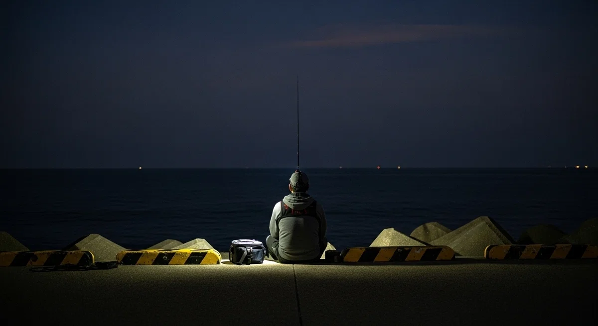 広大な自然の中に佇む一人の釣り人の姿