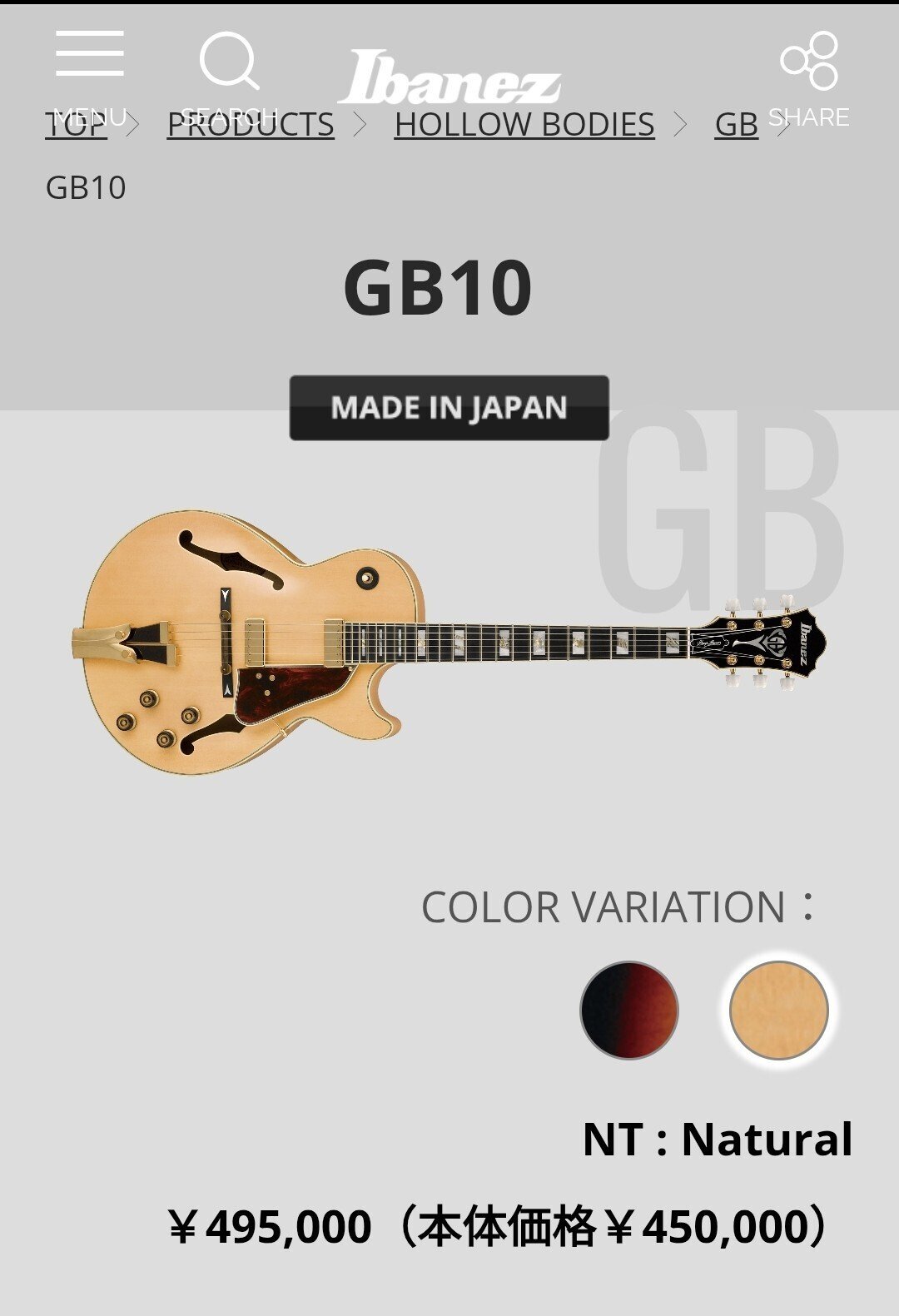 Flavor レスポールタイプ フルアコ エレキギター