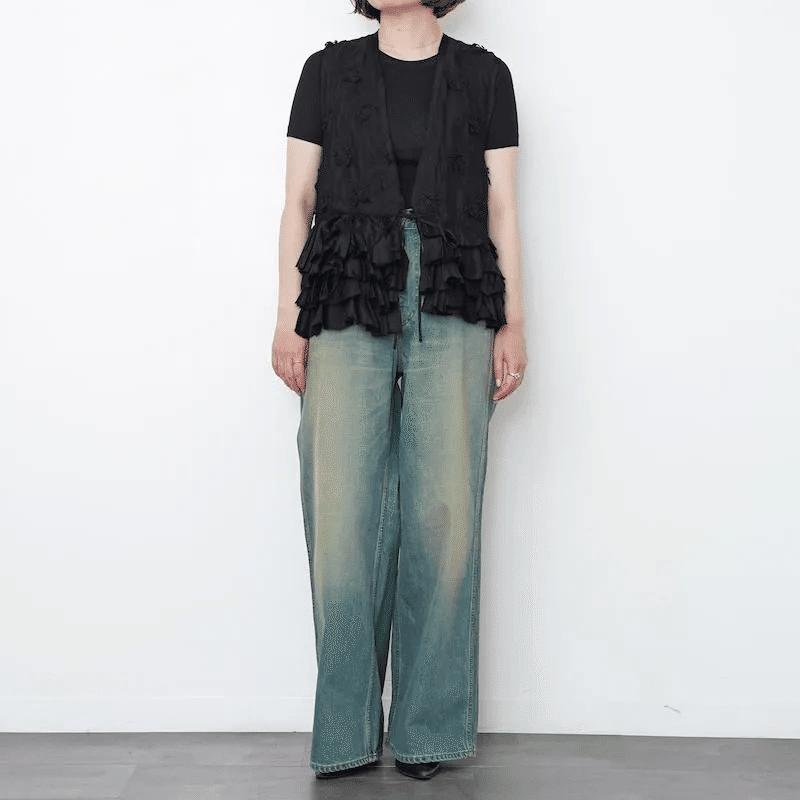 夏を彩る3Dフラワー刺繍のベスト【crinkle crinkle crinkle】frill