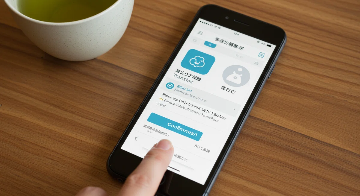 スマートフォンの銀行アプリで自動振替設定をしている画面