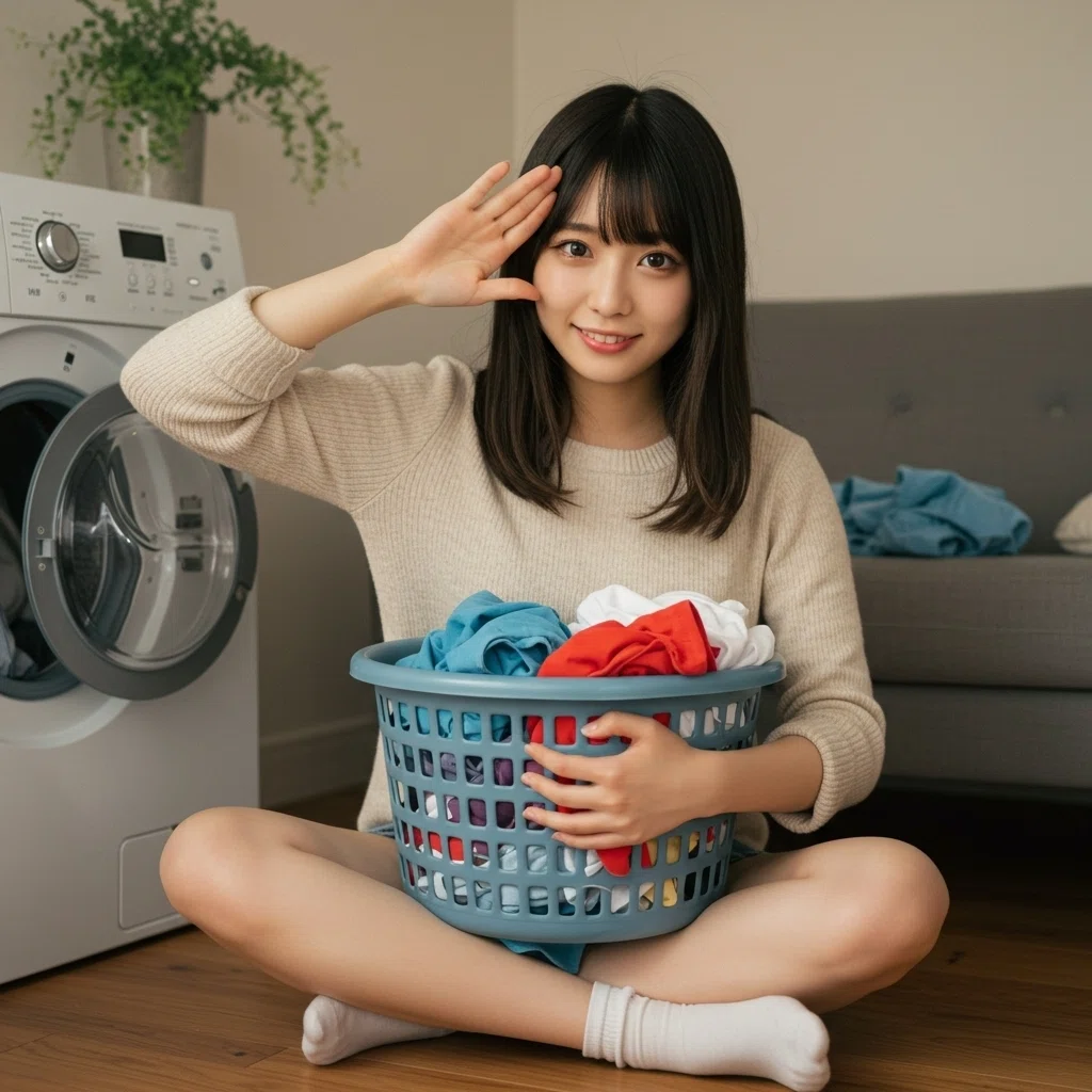 AI画像 販売 洗濯 洗濯機 美人 美女 人物 Leonardo AI ＜30枚＞（有料300円：写真販売中）01