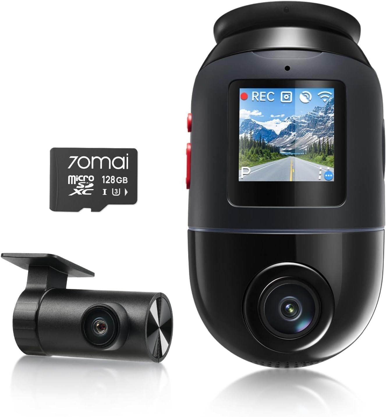 【128G版】70mai Dash cam OMNI 駐車監視ADASドラレコ 70mai、回転レンズで360度監視する前後2カメラドラレコ「Dash