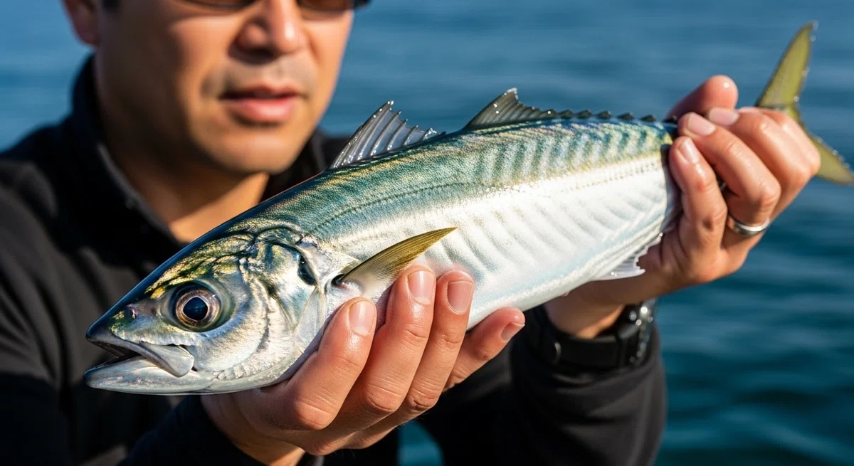 釣れたばかりの美しいアジ
