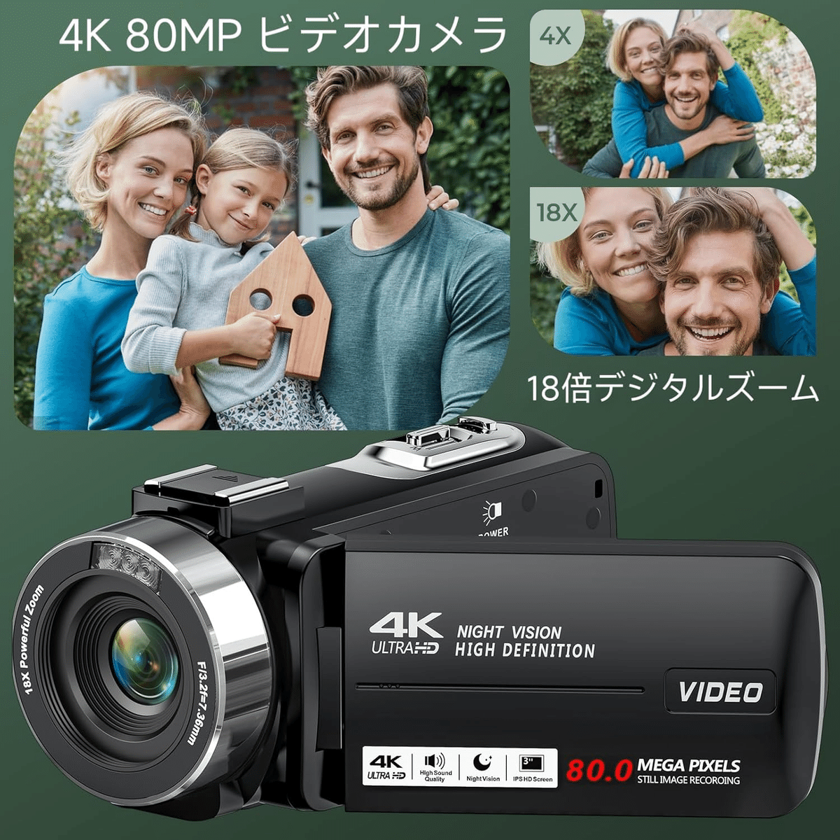 楽天市場】【バッテリー*2+32GBカード】ビデオカメラ 4K 5K 4200