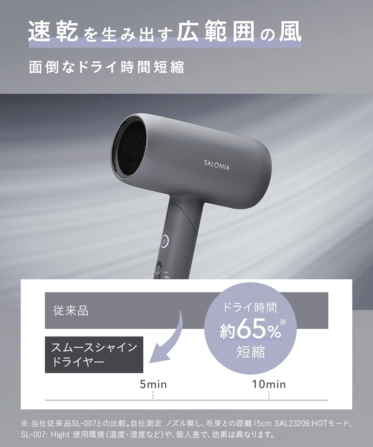 【完品】SALONIA スムースシャインドライヤー　グレー Amazon | SALONIA サロニア スムースシャイン ドライヤー 大風量