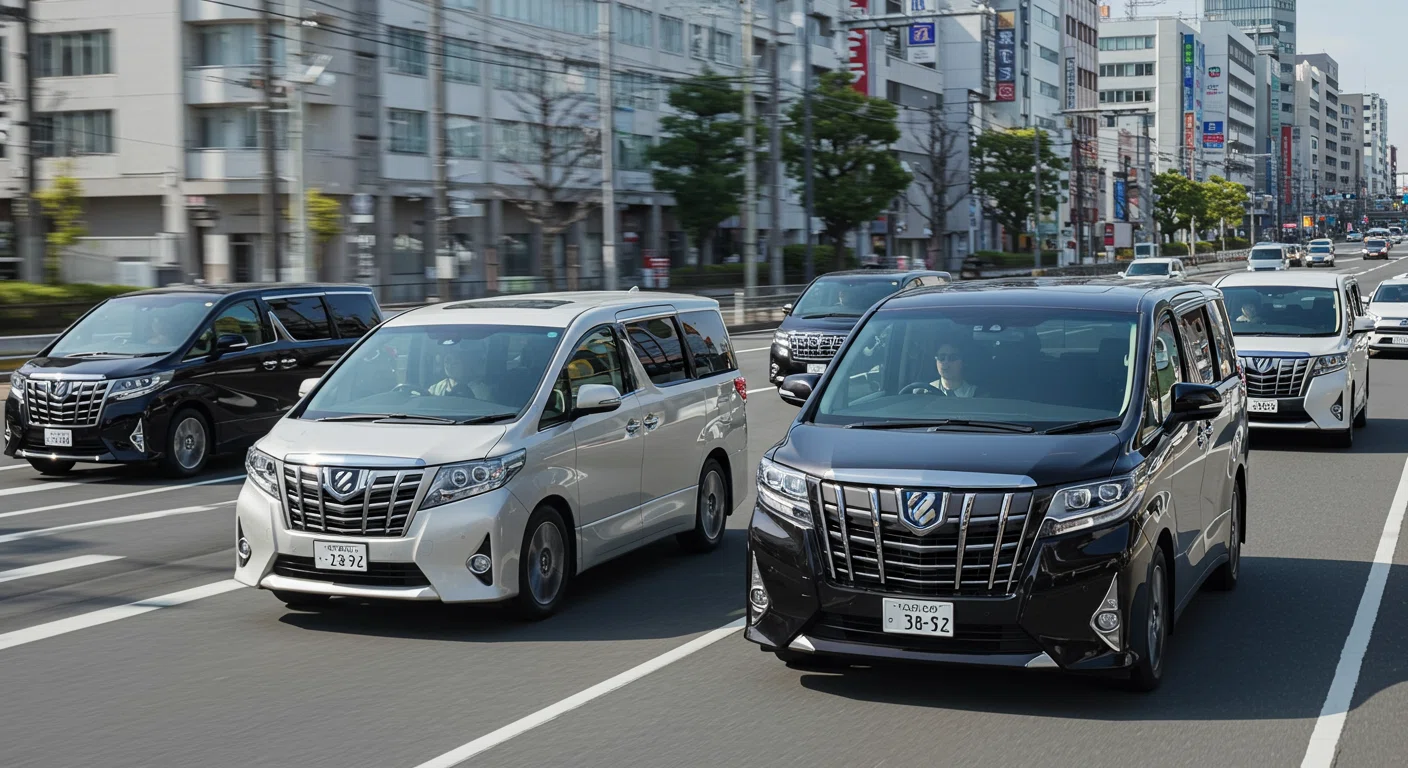 都市部の道路を走行するアルファード