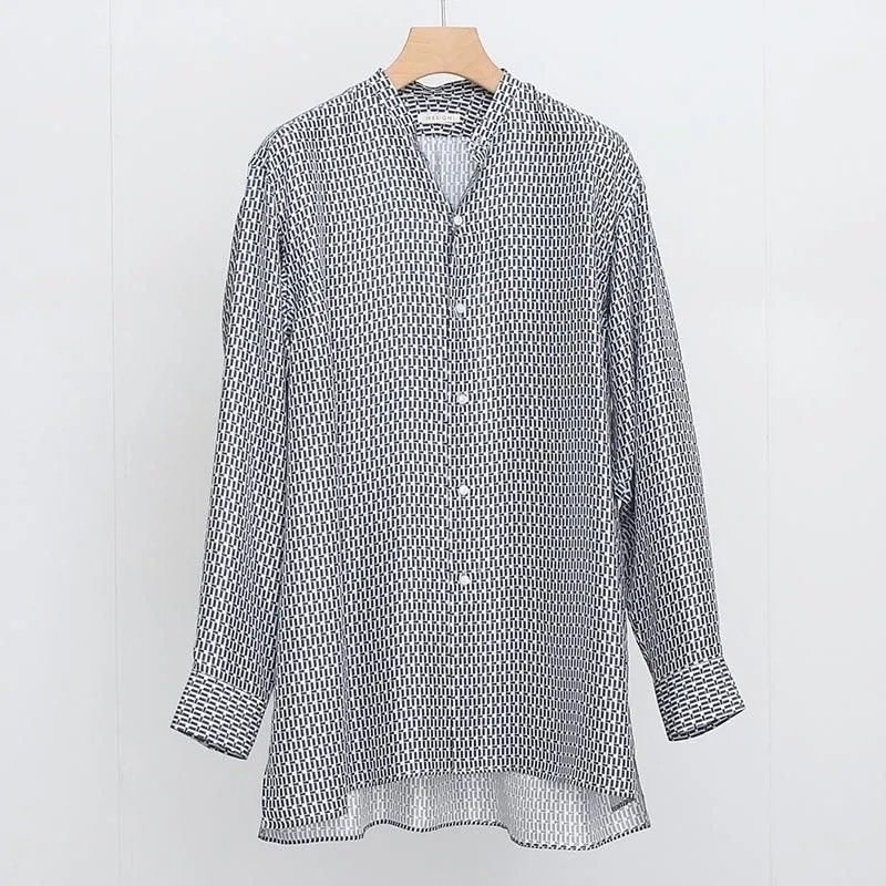 美品！幾何学模様のシルクシャツ 美品！幾何学模様のシルクシャツ
