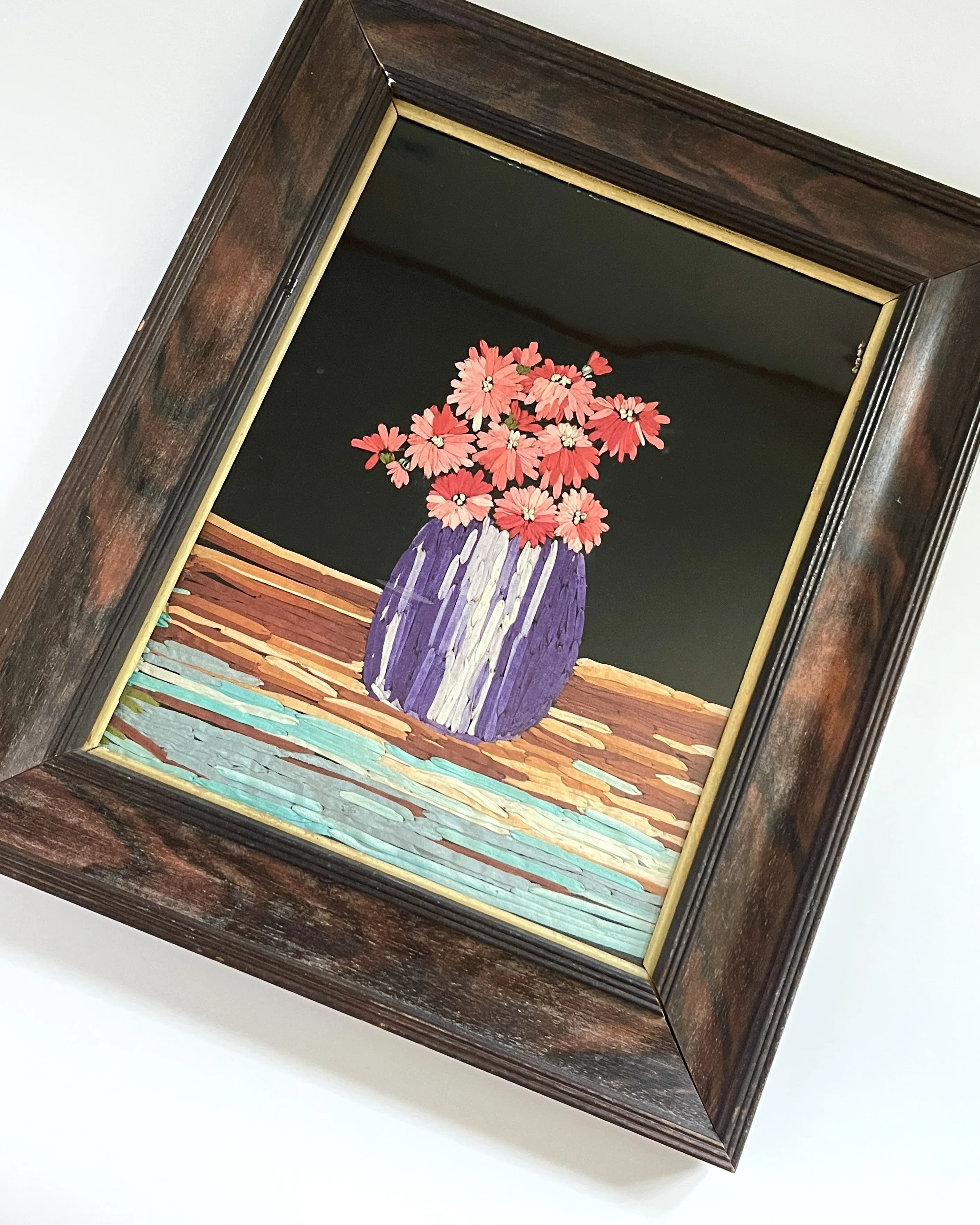 古（いにしえ）のリボン刺繍 ｜ 花と花瓶、作者・年代不明の