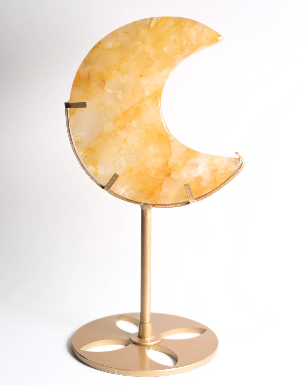 ゴールデンヒーラー　ムーン　月　虹入　スタンド付き Golden Healer Quartz ゴールデンヒーラークォーツ ⭓ 三日月