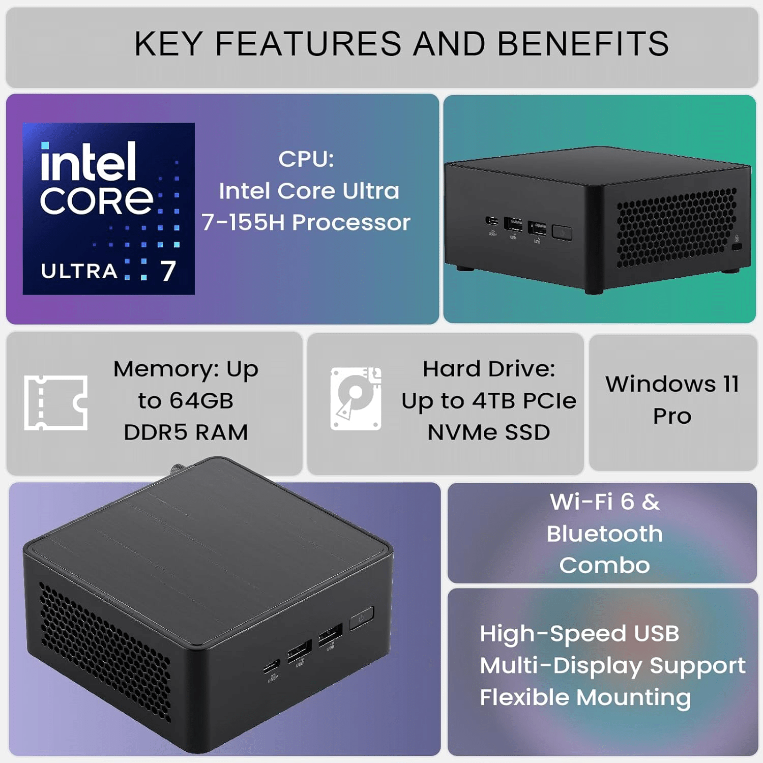 ASUS NUC 14 Pro AI Mini PC Ultra 7 ブラック｜GetGadgetGot