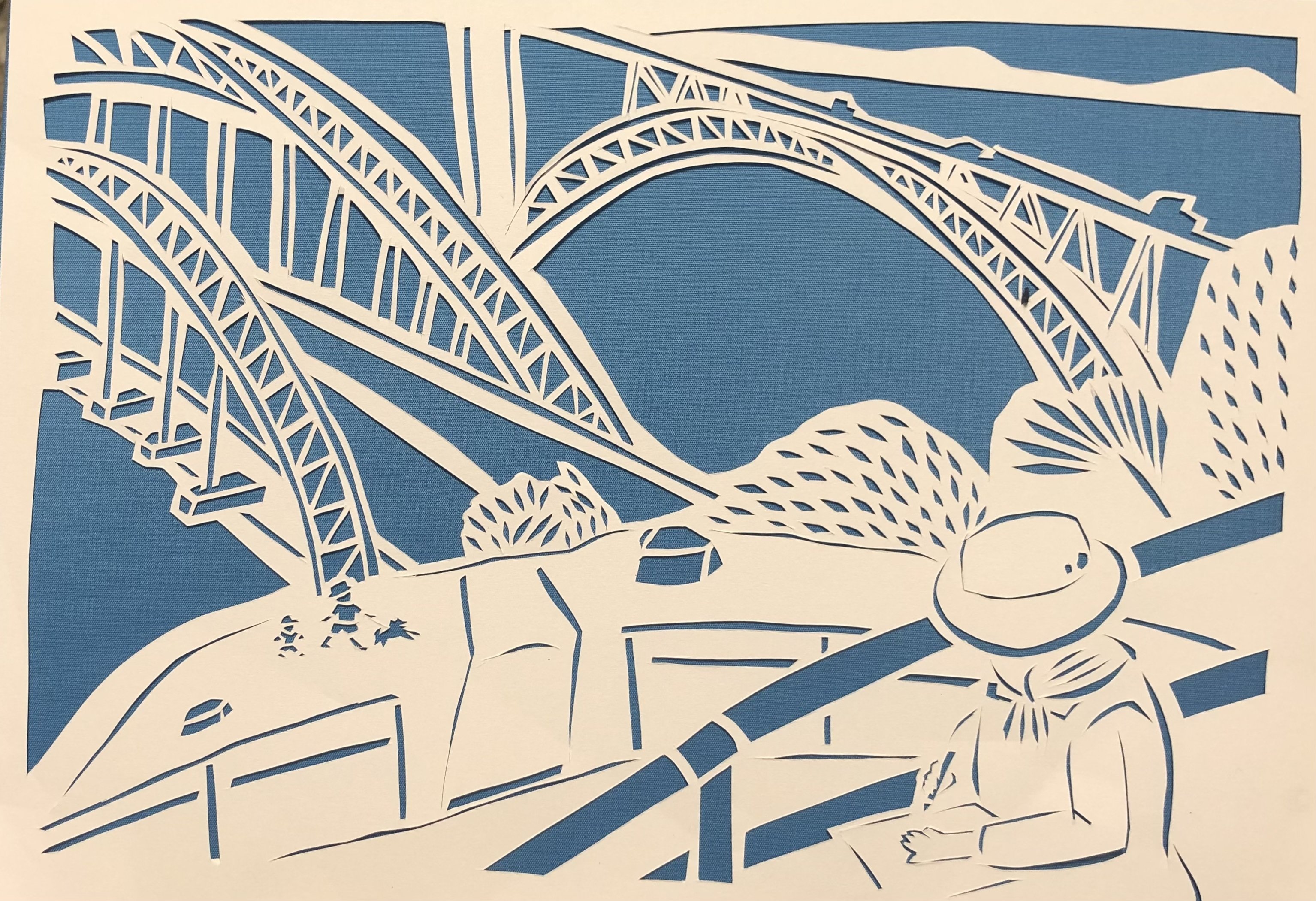 股旅　舞台ステージ幕　橋の絵　布製 股旅 舞台ステージ幕 橋の絵 布製 股旅 舞台ステージ幕 橋の絵 布製