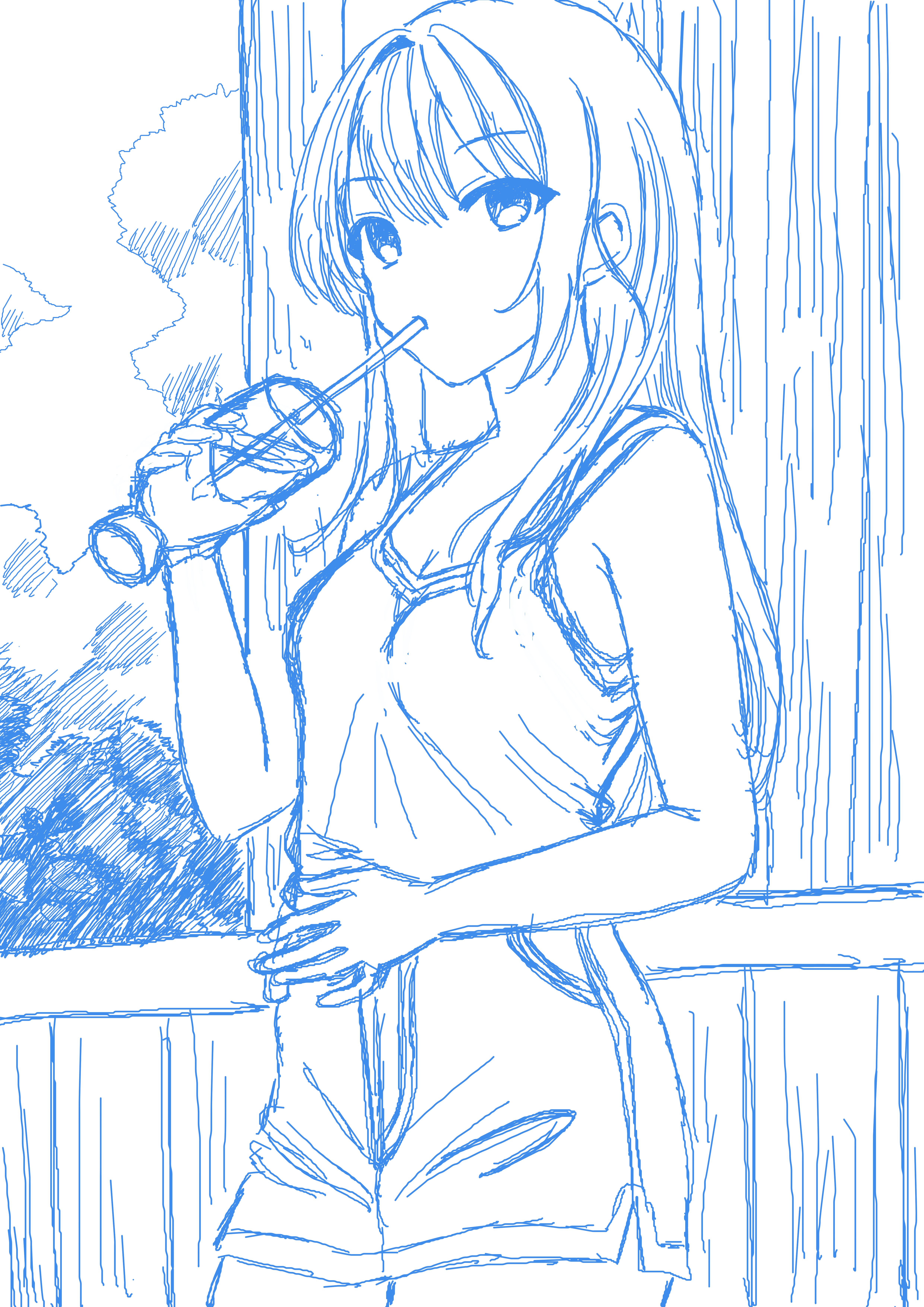 グリッド模写やってみた 9｜にゃおりん｜線画イラスト練習中