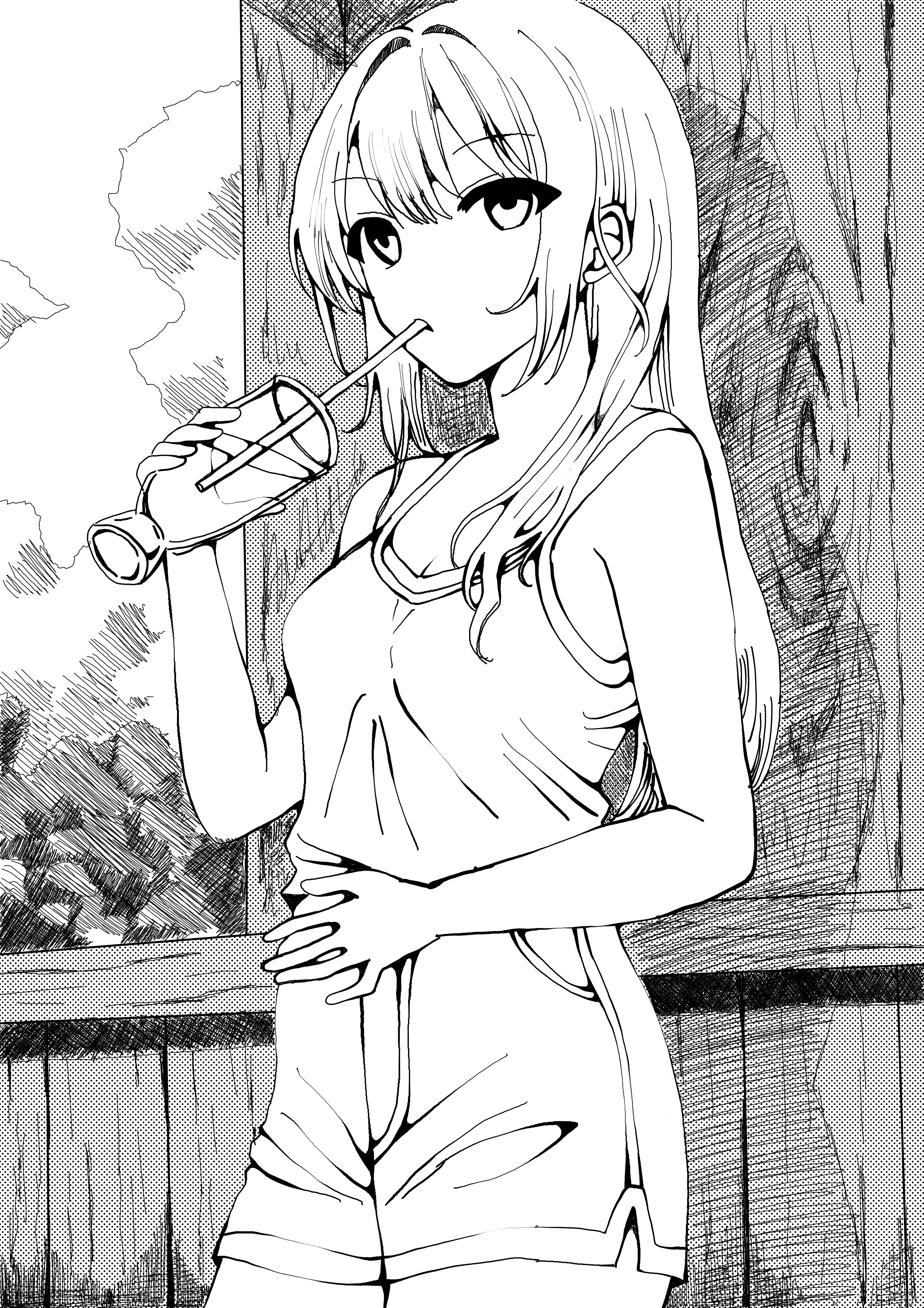 グリッド模写やってみた 9｜にゃおりん｜線画イラスト練習中