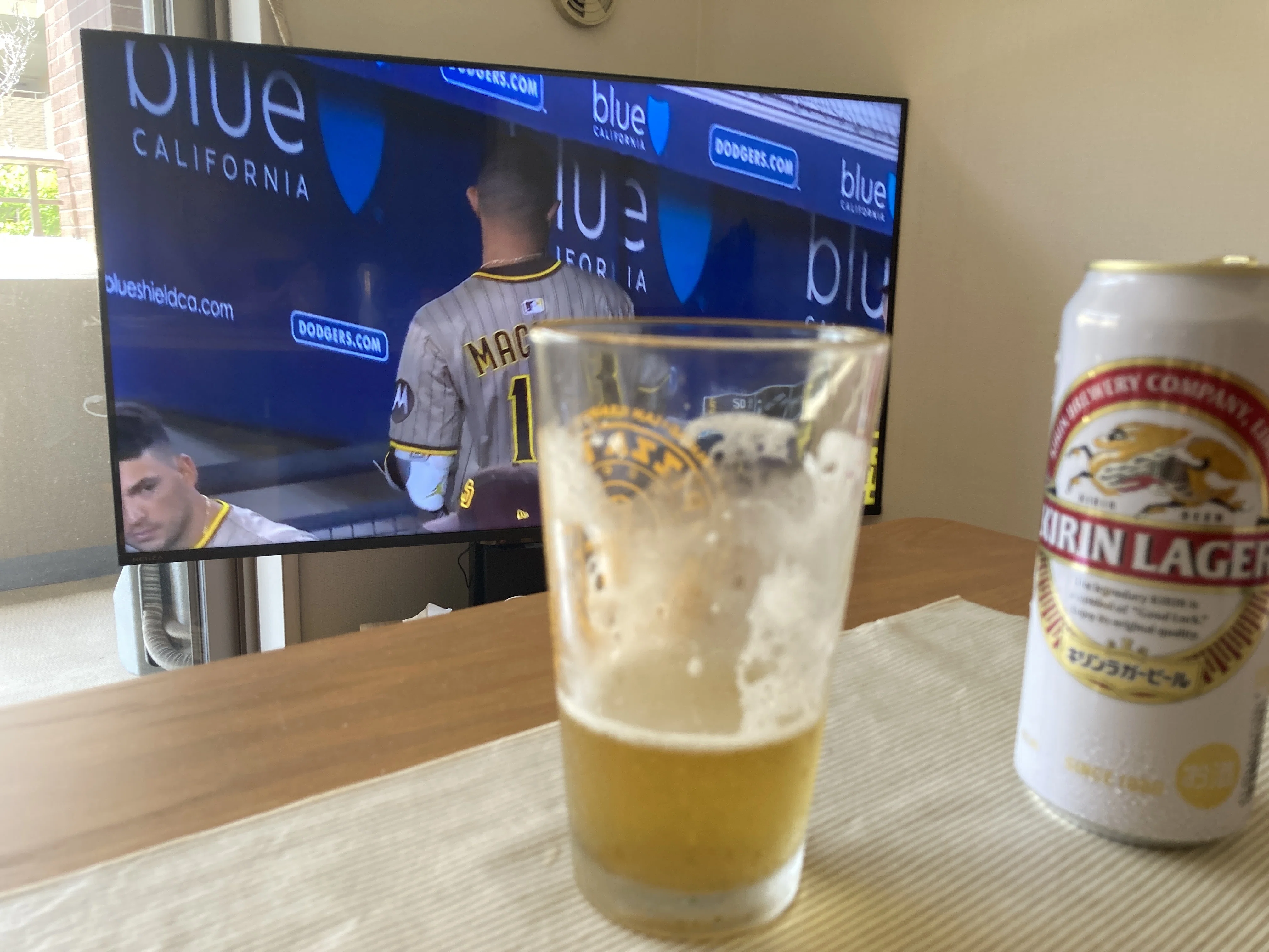 10-8 Drinking Kirin Lager while watching sports in the living room