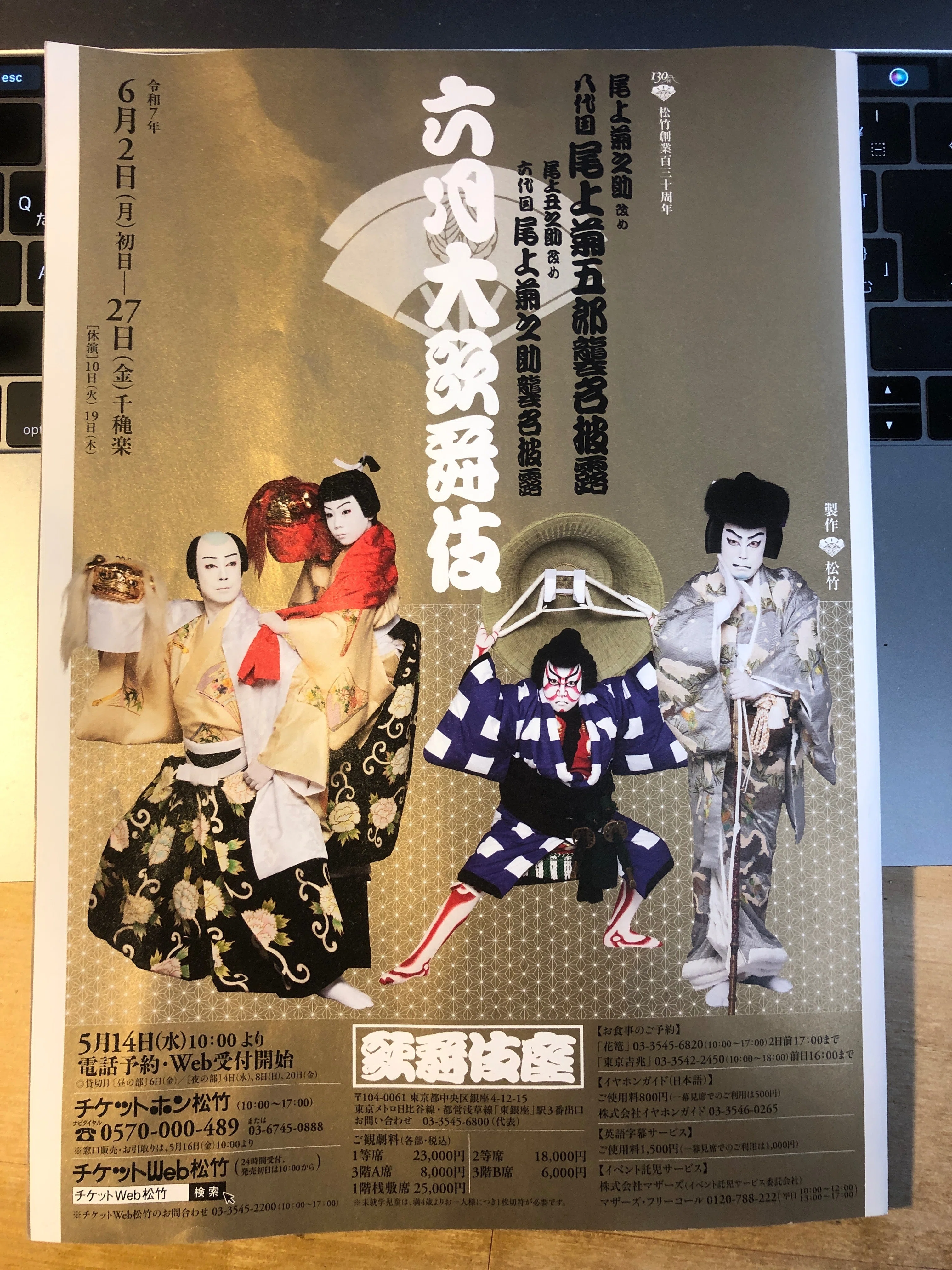 久々に歌舞伎座に行きました。新しくなってからは初めてで、八代目尾上