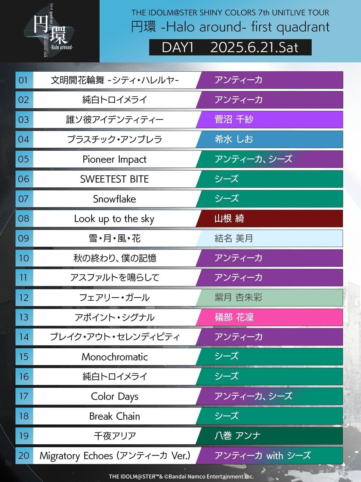 SHINY COLORS 7th UNITLIVE TOUR 円環 ‐Halo around- 横浜セトリ