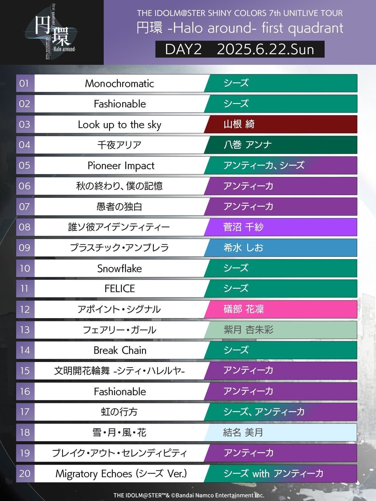 SHINY COLORS 7th UNITLIVE TOUR 円環 ‐Halo around- 横浜セトリ