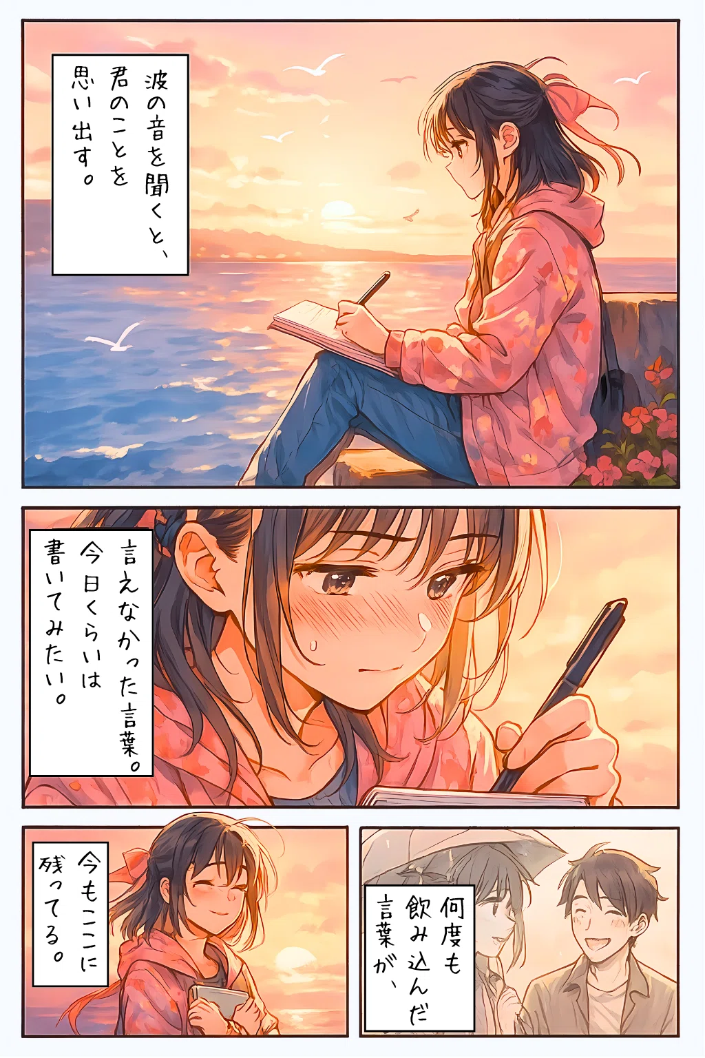 波音をペン先に乗せて【AIイラスト＋4コマ漫画】｜Alpaka