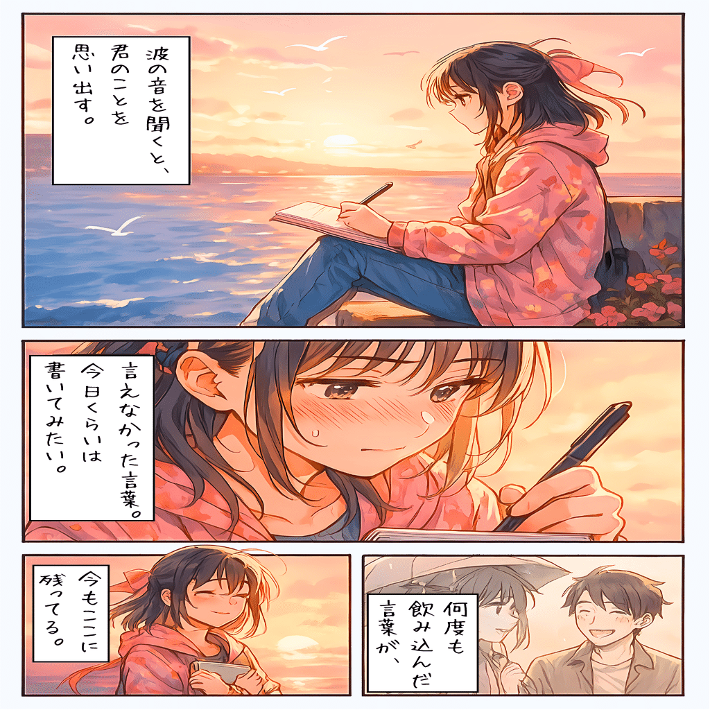 波音をペン先に乗せて【AIイラスト＋4コマ漫画】｜Alpaka