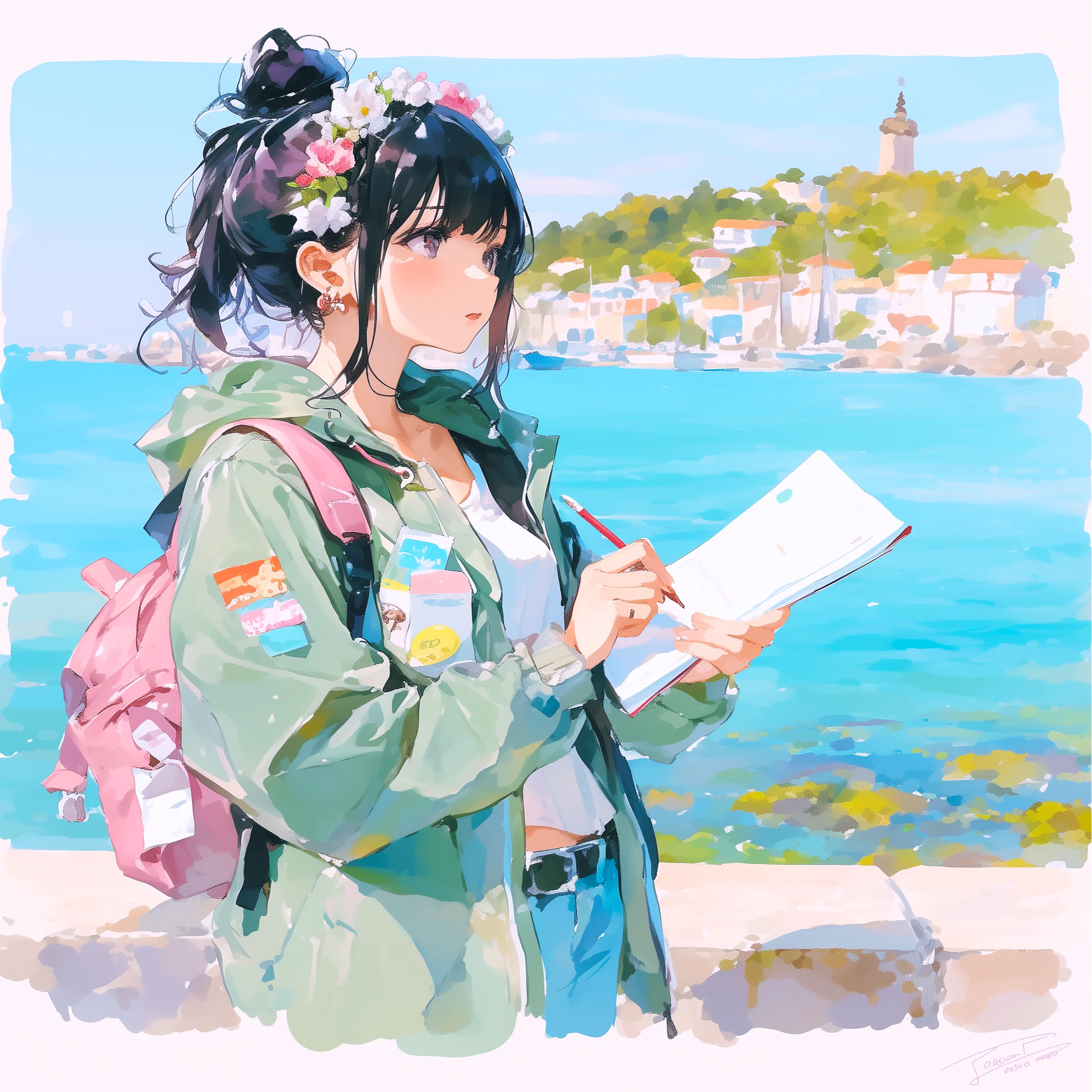 波音をペン先に乗せて【AIイラスト＋4コマ漫画】｜Alpaka