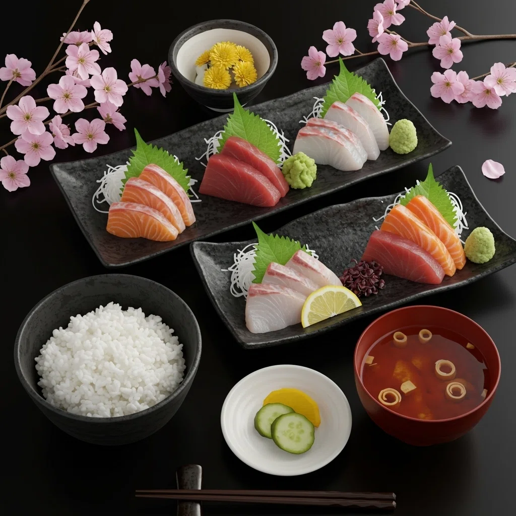 AI画像 販売  お刺身定食 食べ物 ＜30枚＞（有料300円：写真販売中）01