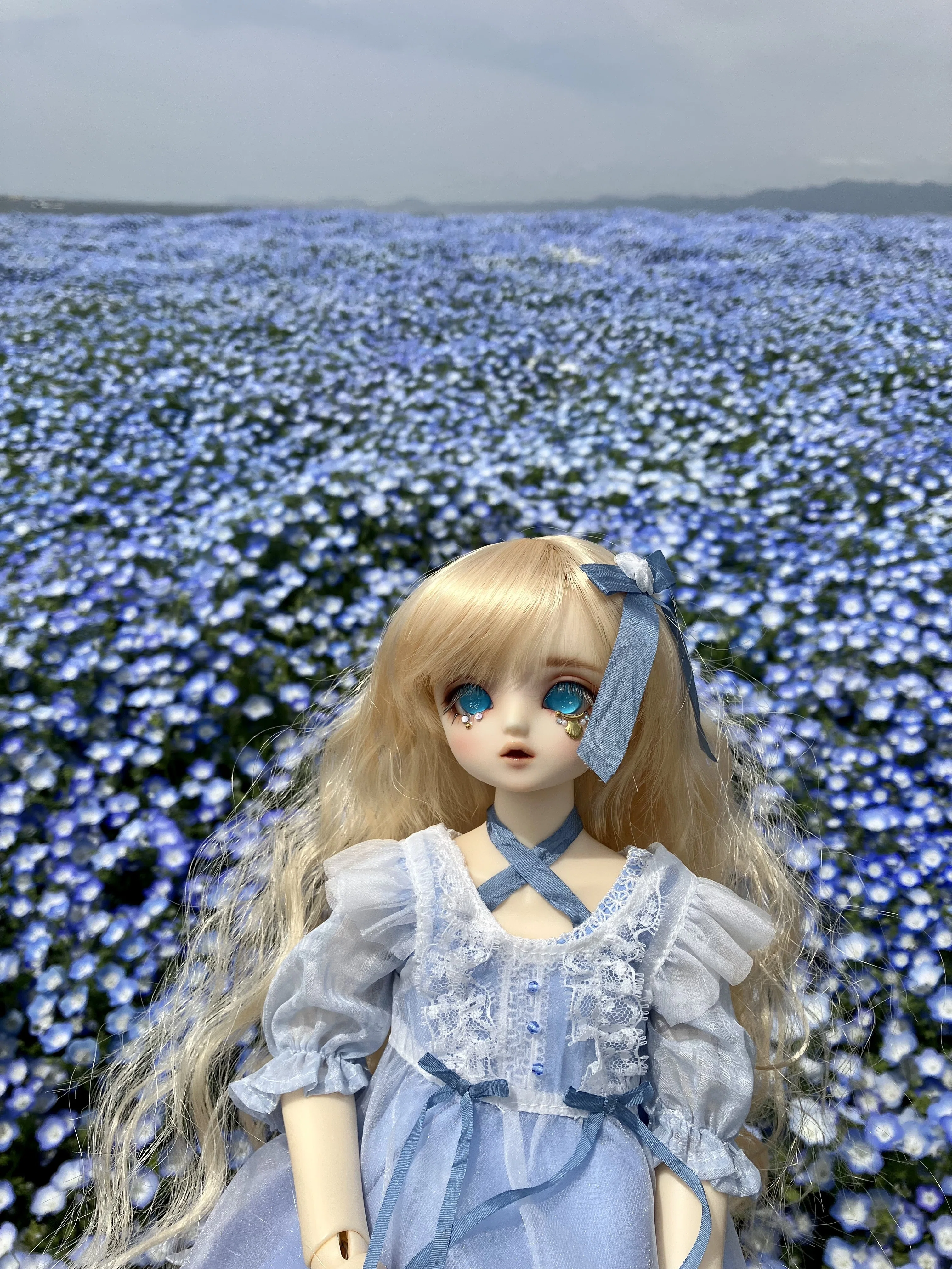 焼きみかん ビスクドール アーテー 作家様 ブルー ドレス ボネ カメオ ドールお迎え記録⑩(お別れ済み)｜趣味助