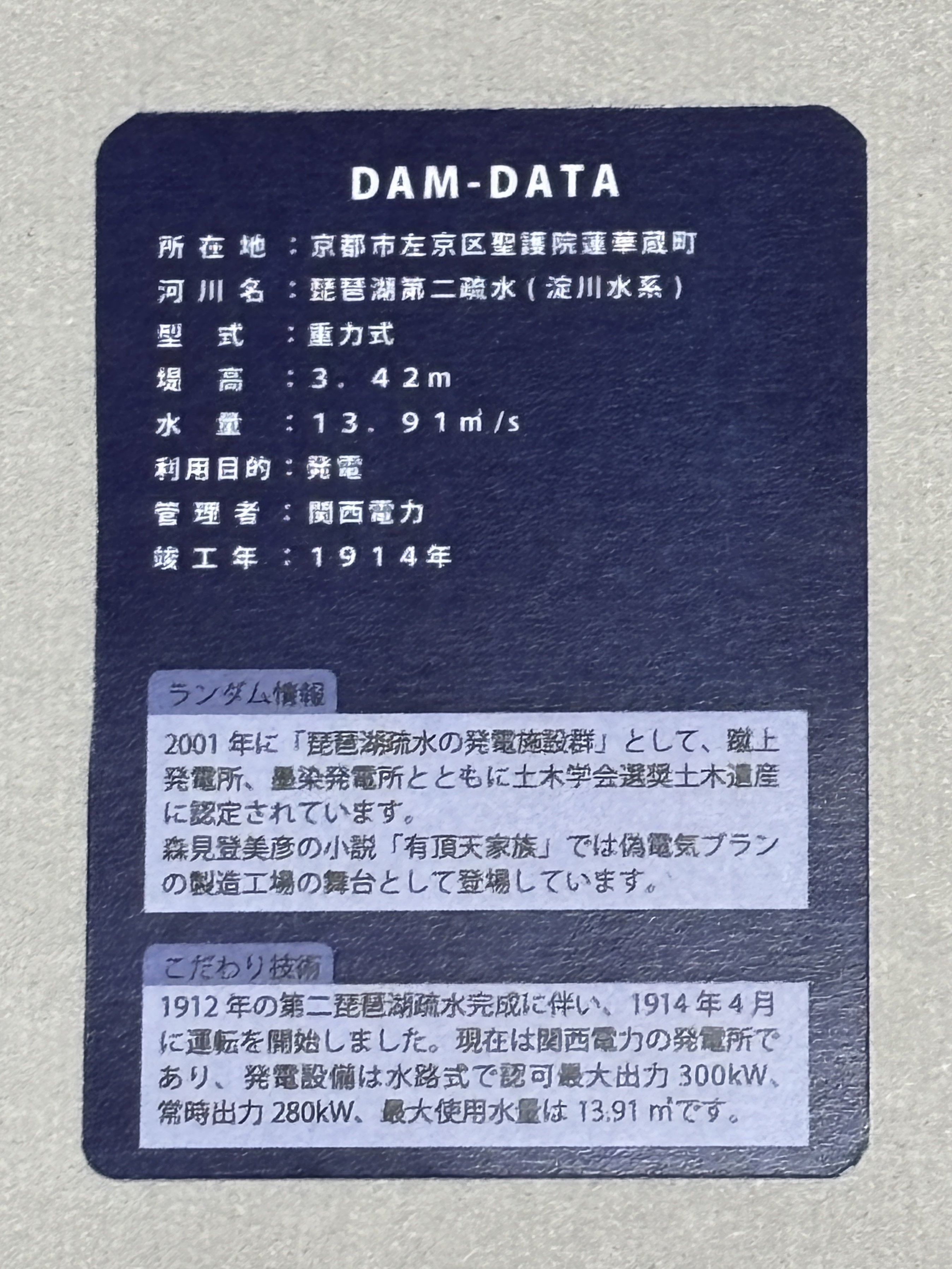 京都のダムカード｜nob