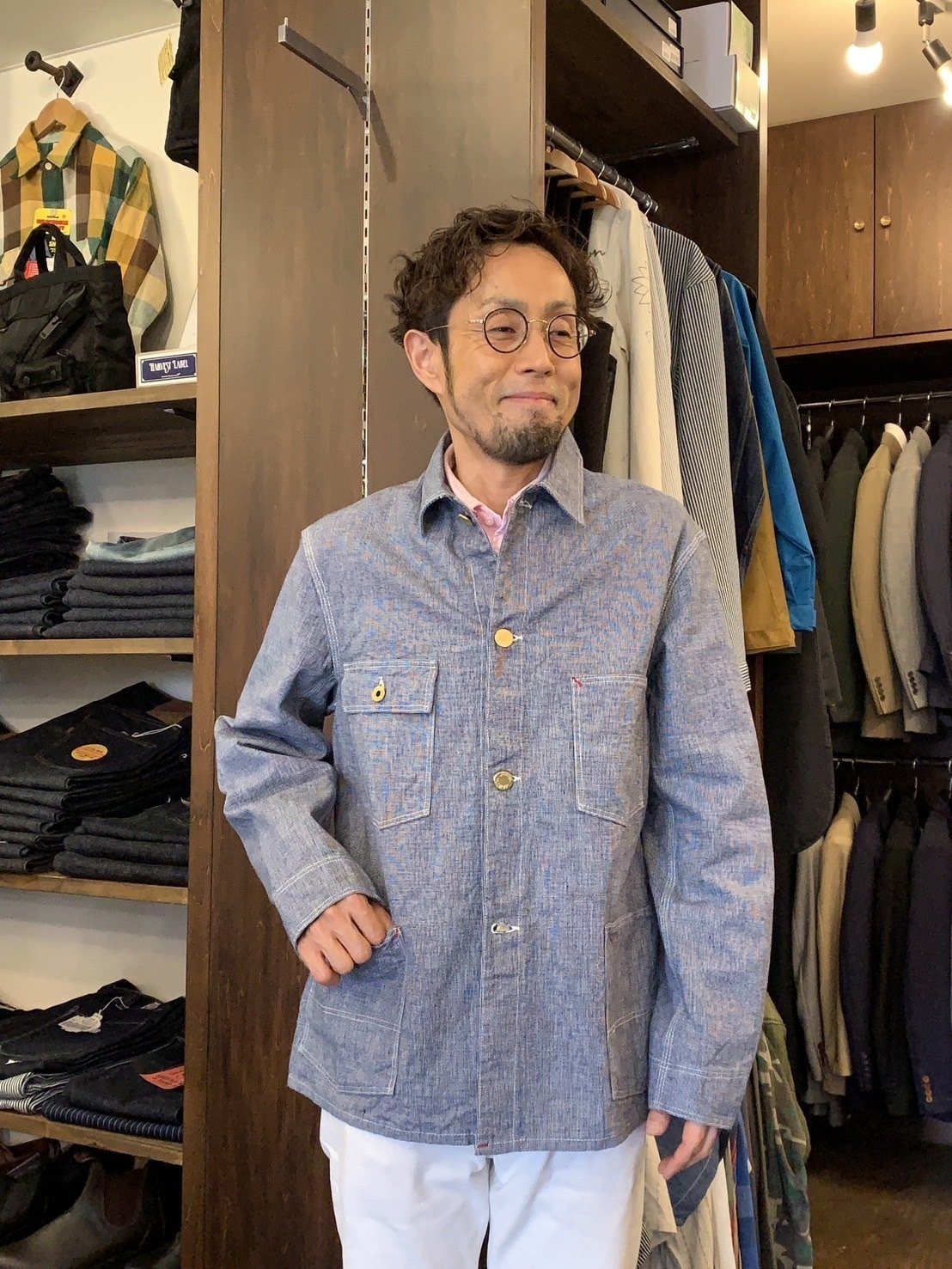Warehouse カバーオール 38 チェンジボタン WAREHOUSE（ウエアハウス） カバーオール Lot 2195 INDIGO PINCHECK
