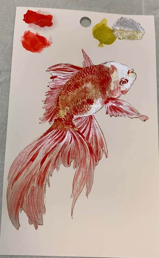 原画　金魚　絵画　動物画　アクリル画　現代アート　一点物　手描き 金魚絵画魚オリジナルアートアクリル小さなアートワーク金魚アート
