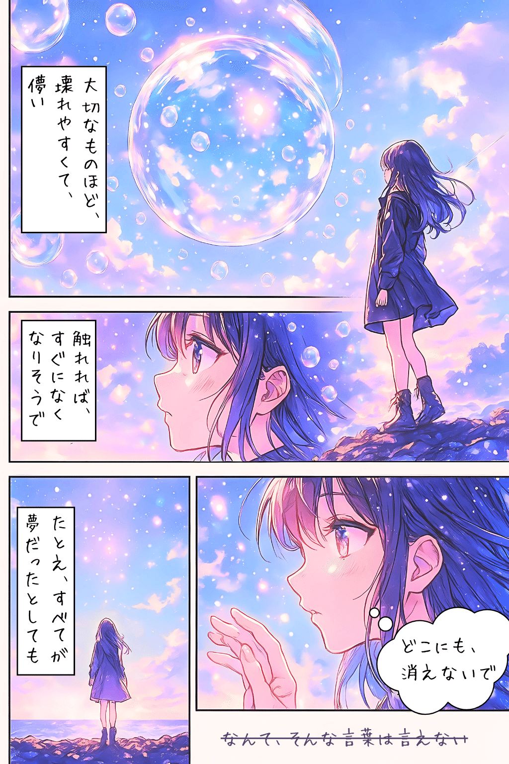 壊れそうな、いつかの記憶に【AIイラスト＋4コマ漫画】｜Alpaka