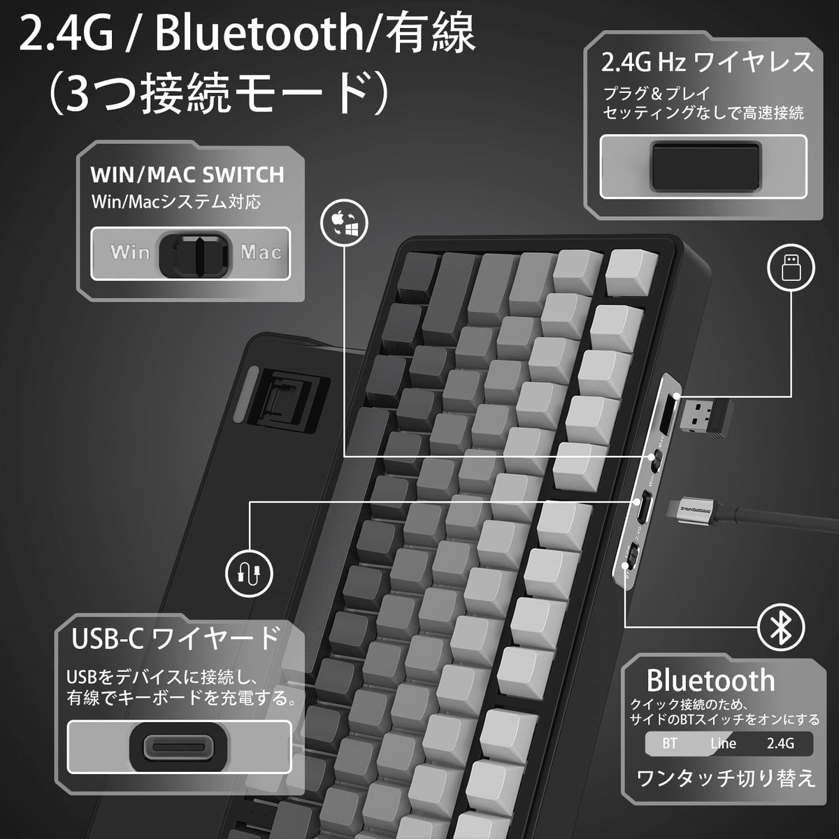 ATTACK SHARK X85 月夜 75% ゲーミングキーボード｜GetGadgetGot