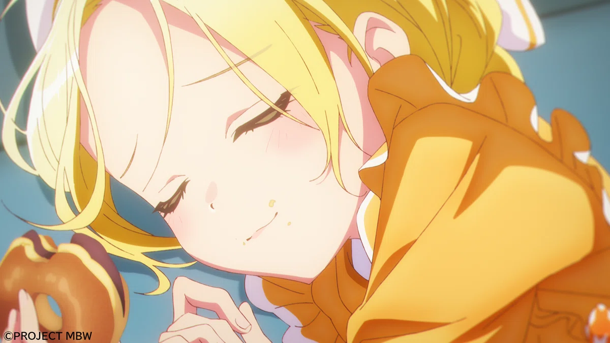 前橋ウィッチーズ第6話、食べながら幸せそうな顔で寝てしまうチョコちゃん