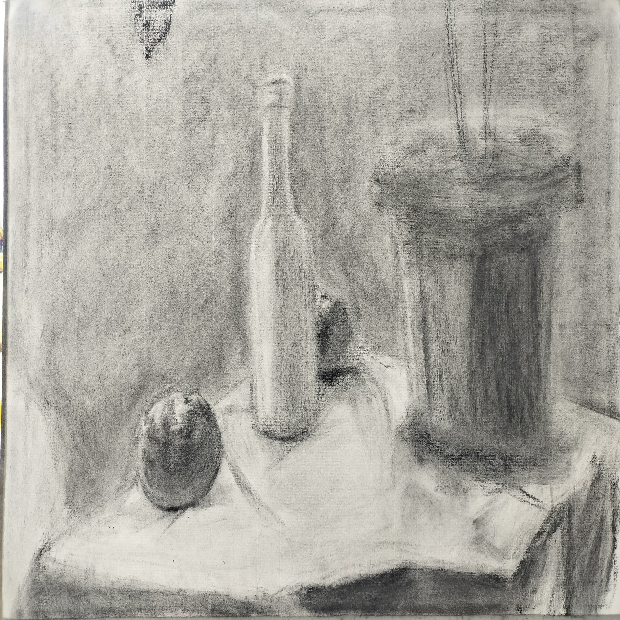 初めて木炭を使ってみた。45分でこれだけ見えるようになったのは嬉しい！ : r/learnart, image size:2000x1500