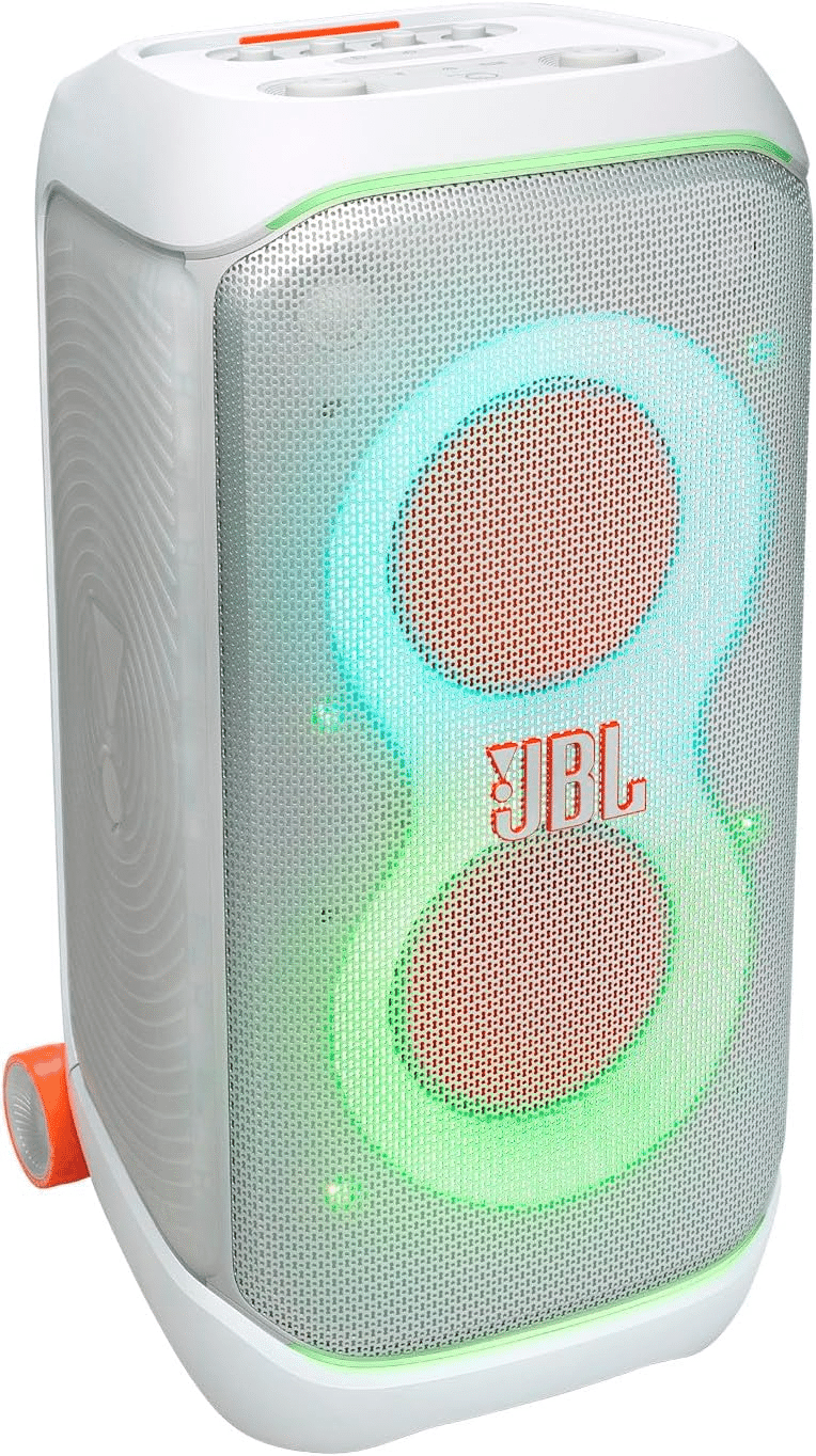 JBL スピーカー ホワイト/LEDライト搭載 JBL PartyBox Stage 320 ホワイト 240W Bluetoothスピーカー｜GetGadgetGot