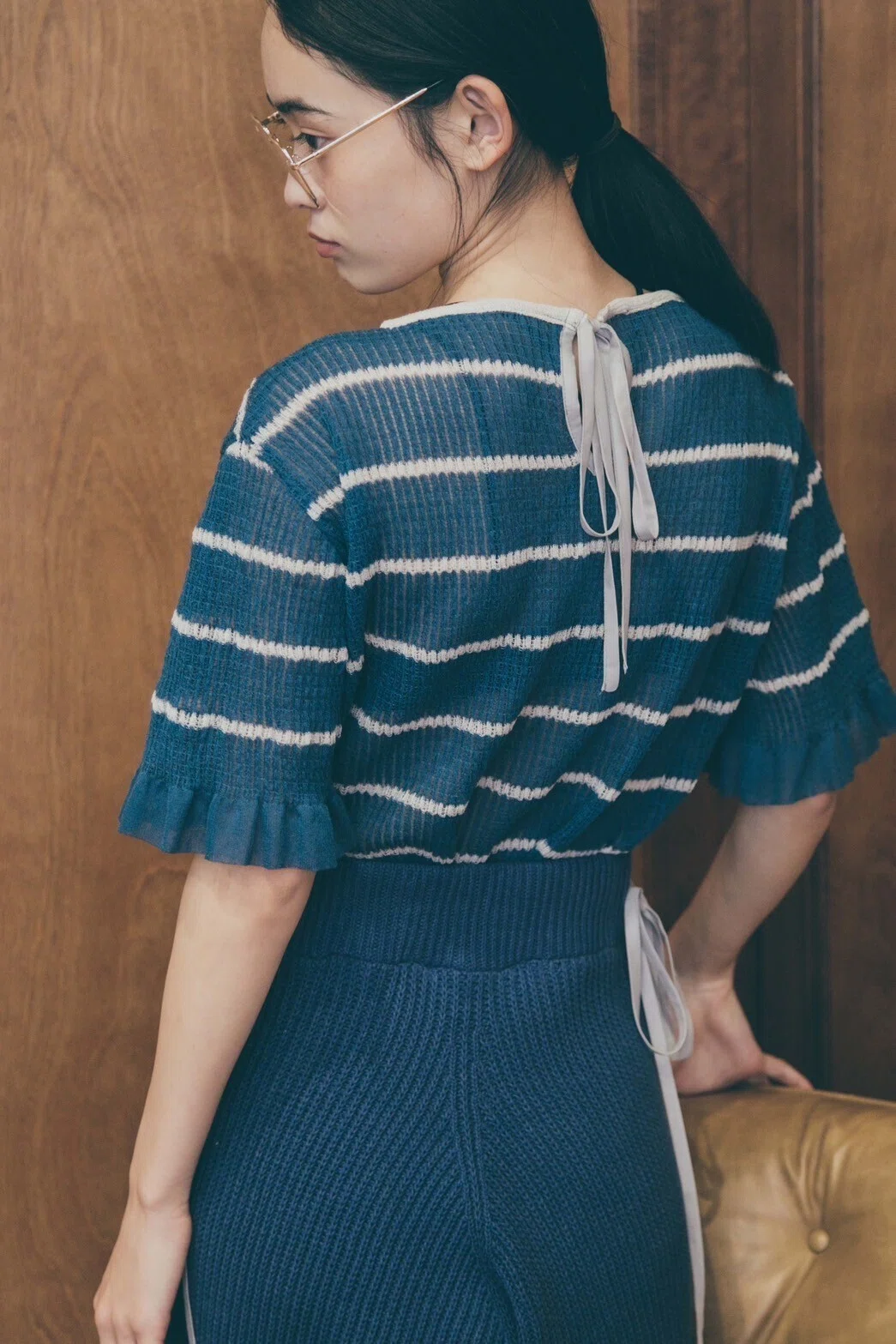 YUKI SHIMANE】Gingham Rib knit skirt