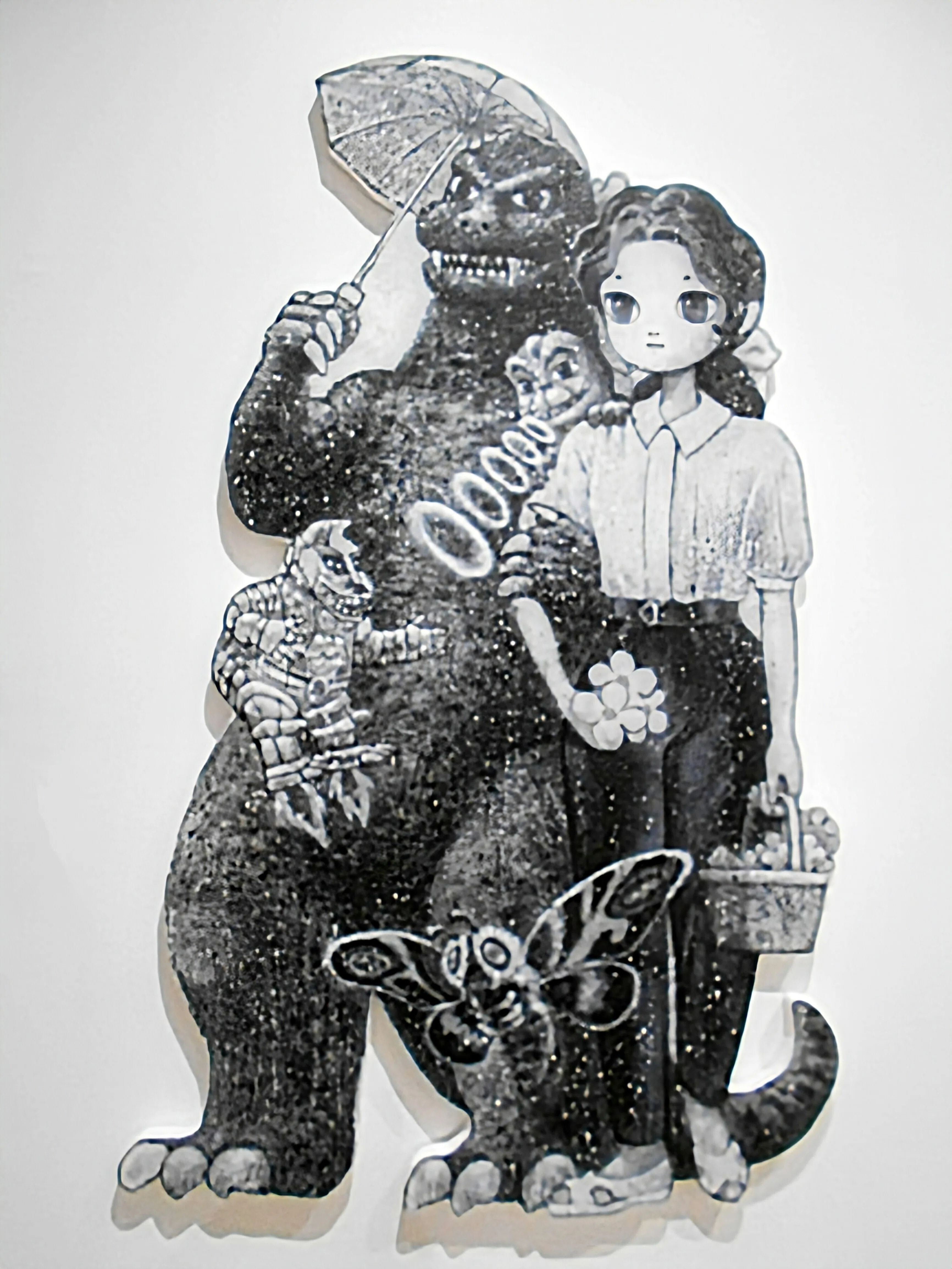 ◆模写◆異色の天才画家◆ゴジラ親子(Godzilla)◆肉筆画サインあり ◇模写◇異色の天才画家◇ゴジラ（Godzilla）手描作品（ジミー