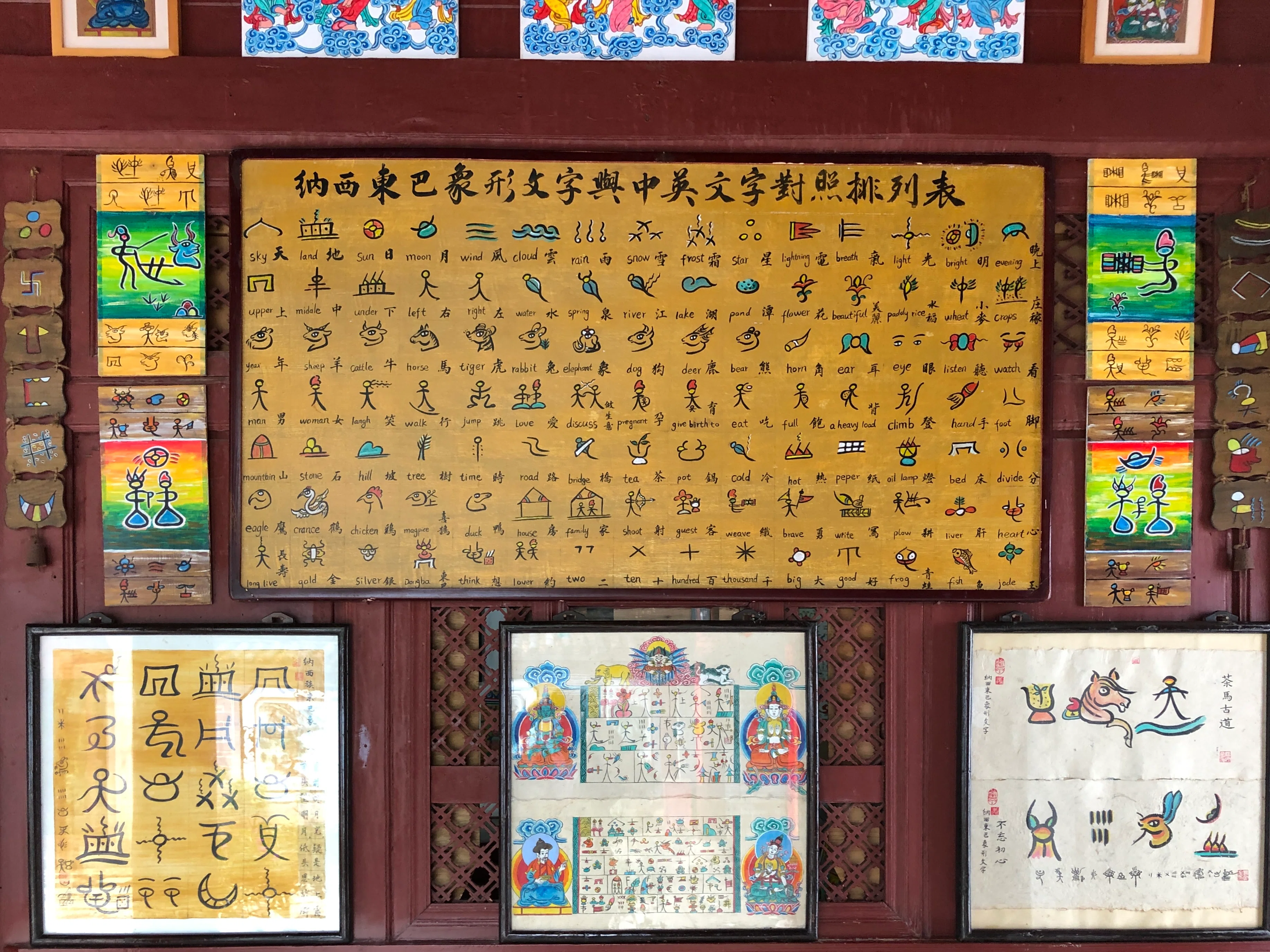 深圳の錦繡中華民族文化村で、現代に生きる象形文字、トンパ文字に