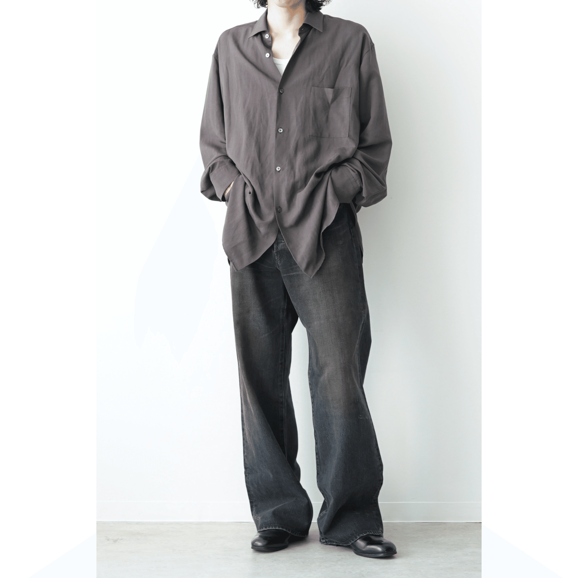 sssteinのシャツは美しい。ssstein Rayon/Linen Oversized Down Pat
