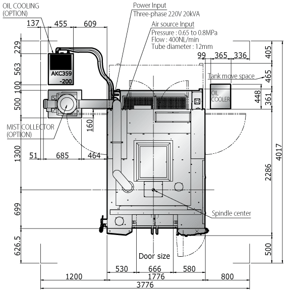 マシニングセンタ｜GS540L機械図面｜Sodickマシニングセンタ特設サイト