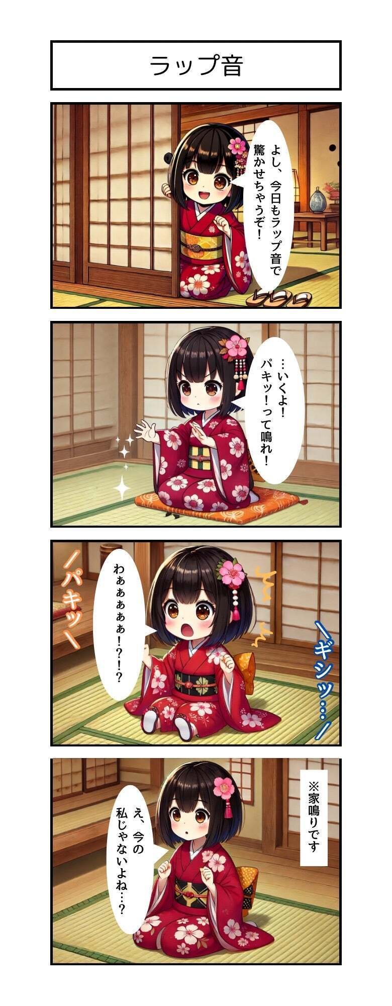座敷わらし漫画：第4話】ラップ音｜わたあめ◇座敷わらしのいる家