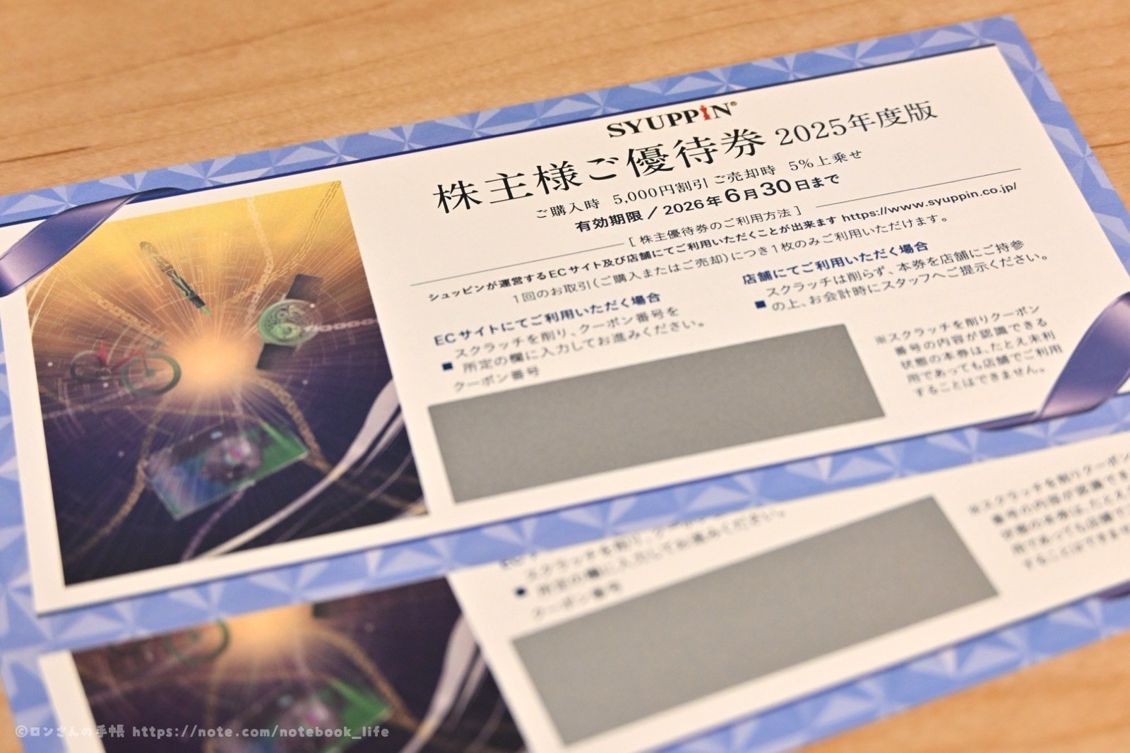 シュッピン 5000円✕2枚　1万円分　株主優待 シュッピン株主優待券 5000円割引2枚