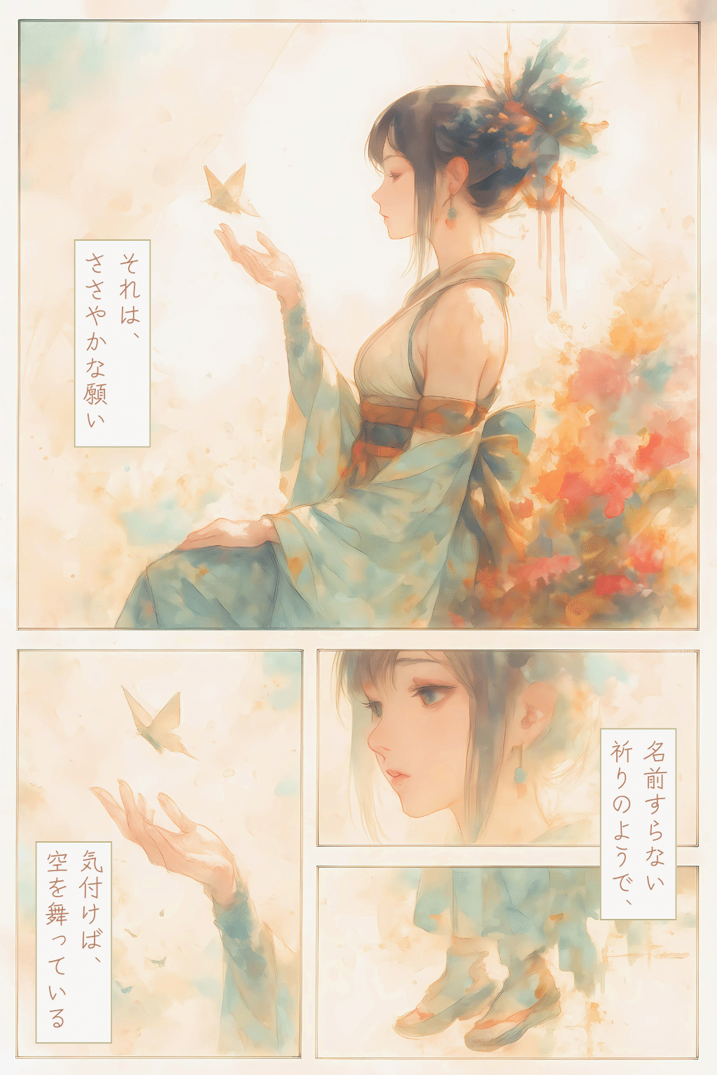 絵画、イラスト 円環。断片化する祈り【AIイラスト＋4コマ漫画】｜Alpaka